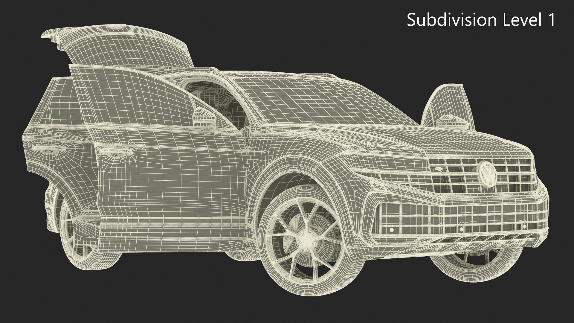Volkswagen Touareg 2024 Blue Lights On Rigged for Maya 3D model