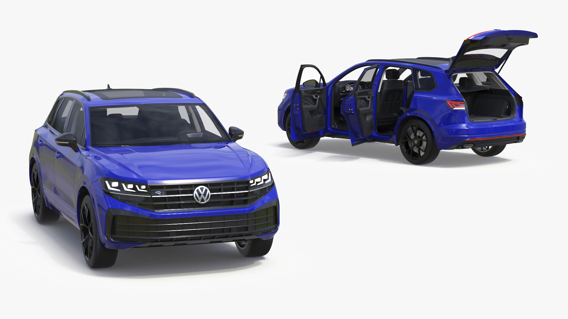 Volkswagen Touareg 2024 Blue Lights On Rigged for Maya 3D model