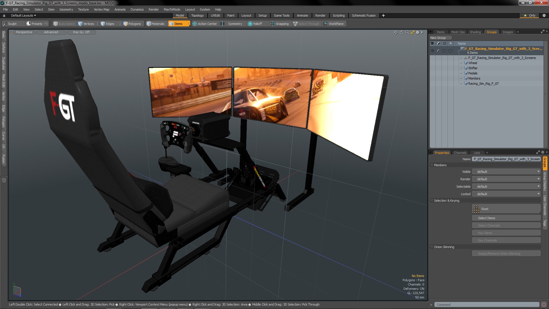 3D F-GT Racing Simulator Rig GT with 3 Screens model