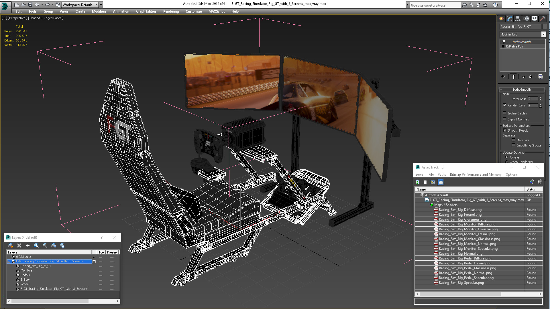 3D F-GT Racing Simulator Rig GT with 3 Screens model