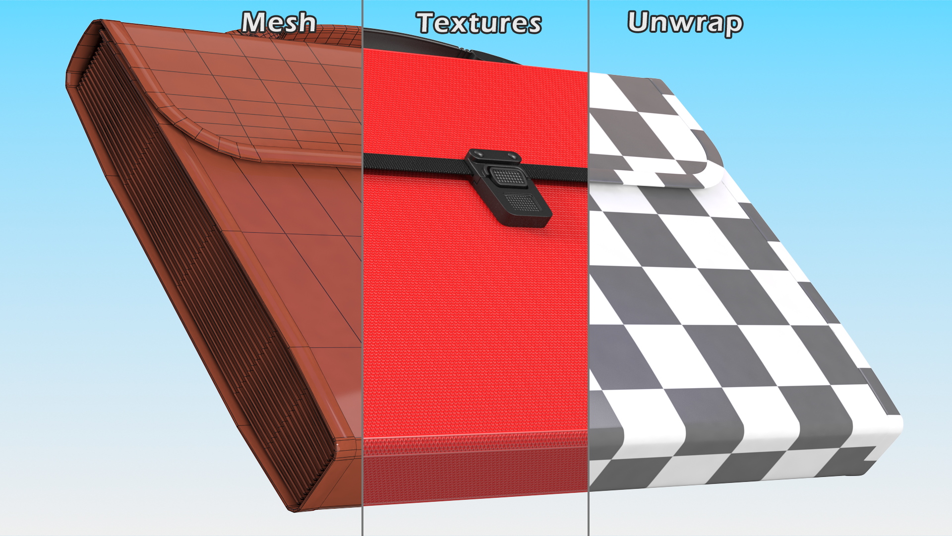 Expanding File Folder with Handle Red 3D