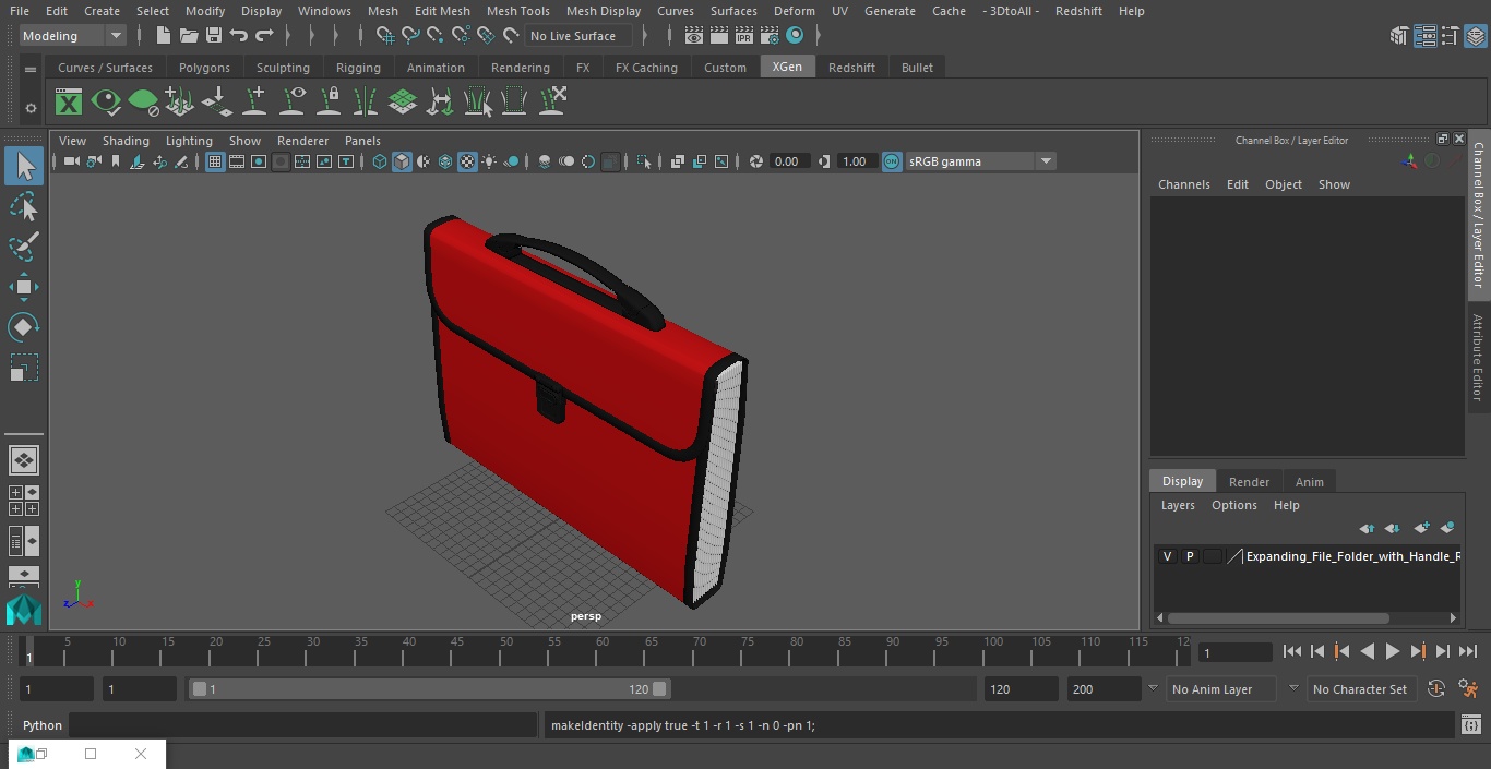 Expanding File Folder with Handle Red 3D