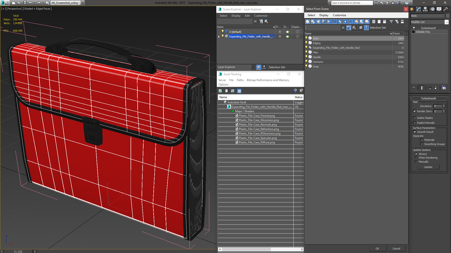 Expanding File Folder with Handle Red 3D