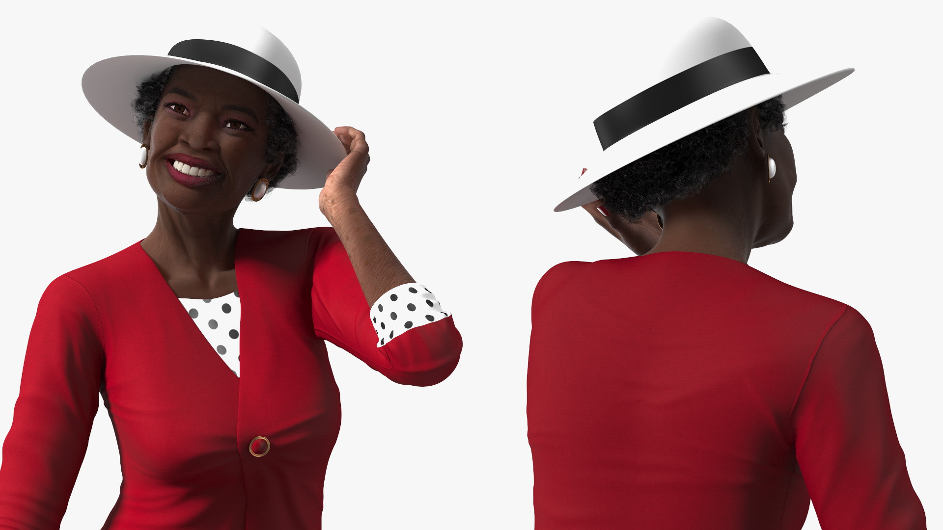 3D model Old Afro American Woman Evening Dress Sitting