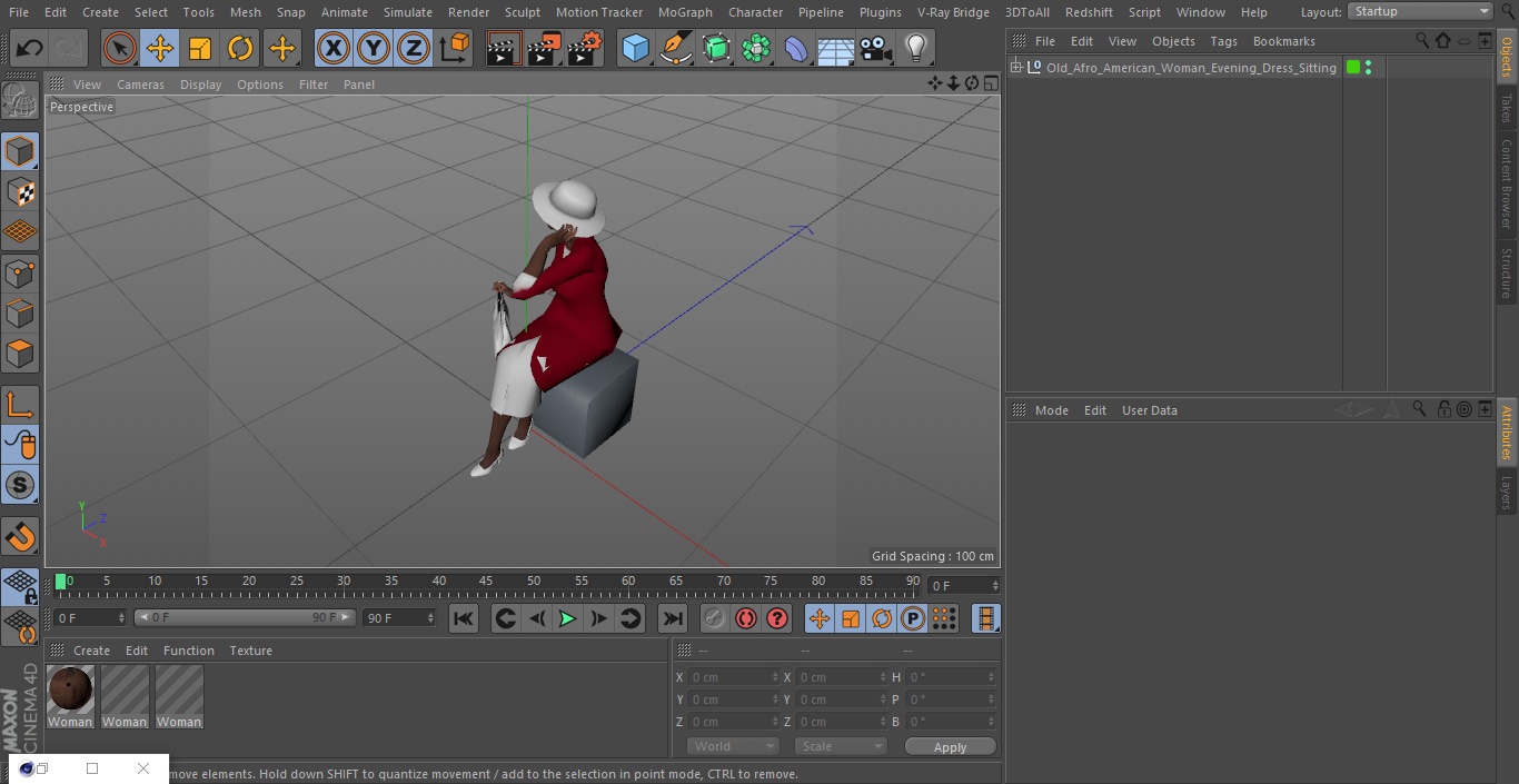 3D model Old Afro American Woman Evening Dress Sitting