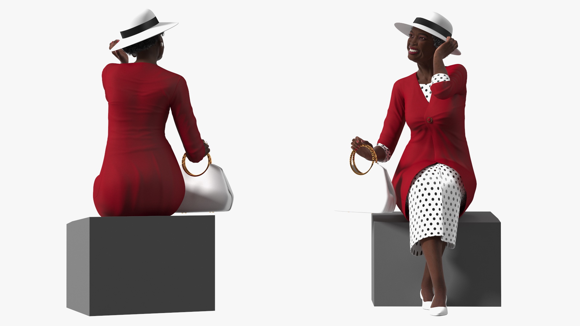 3D model Old Afro American Woman Evening Dress Sitting
