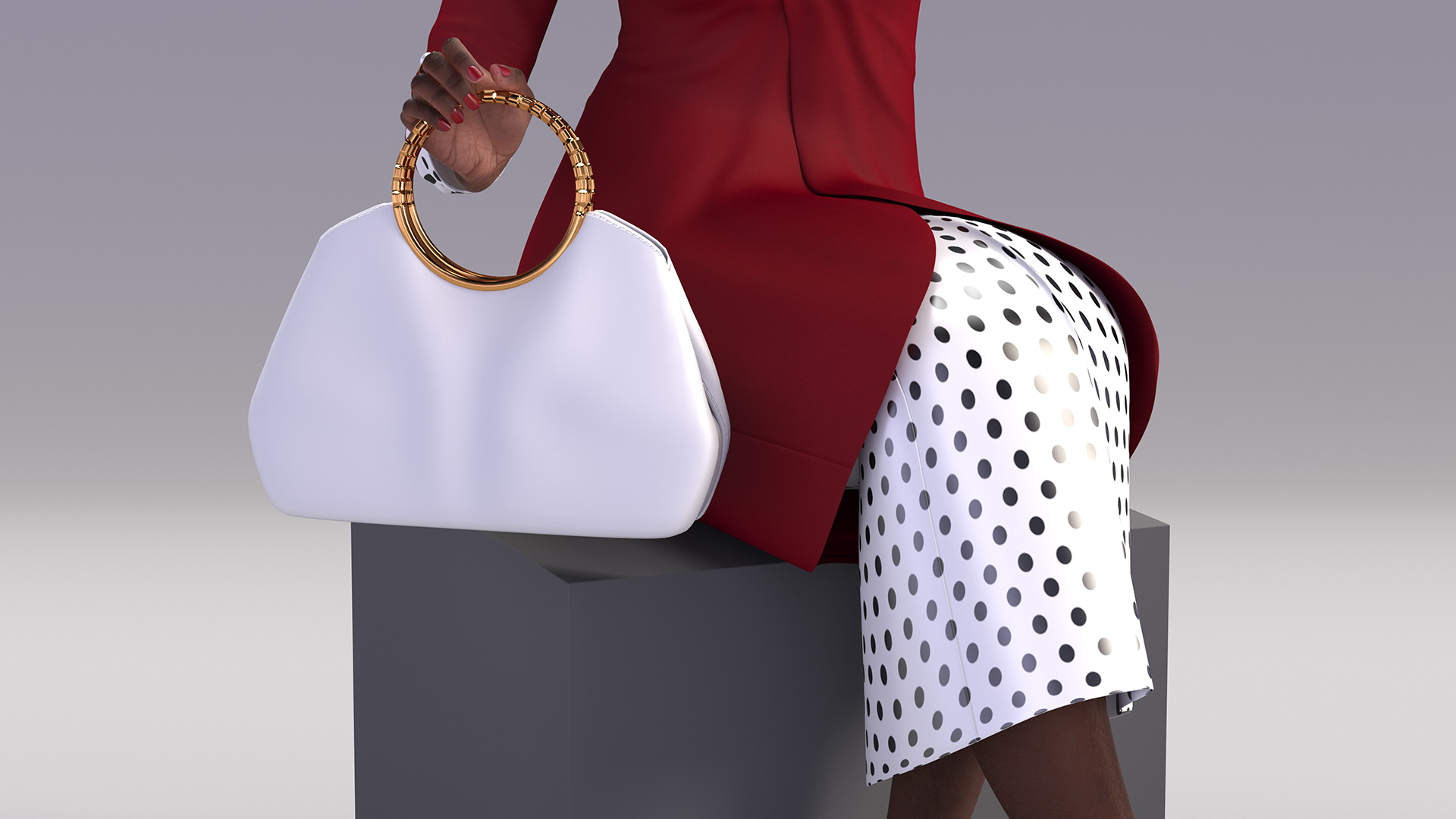 3D model Old Afro American Woman Evening Dress Sitting