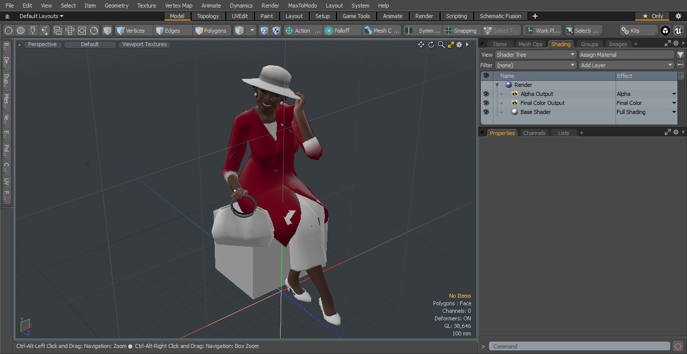 3D model Old Afro American Woman Evening Dress Sitting
