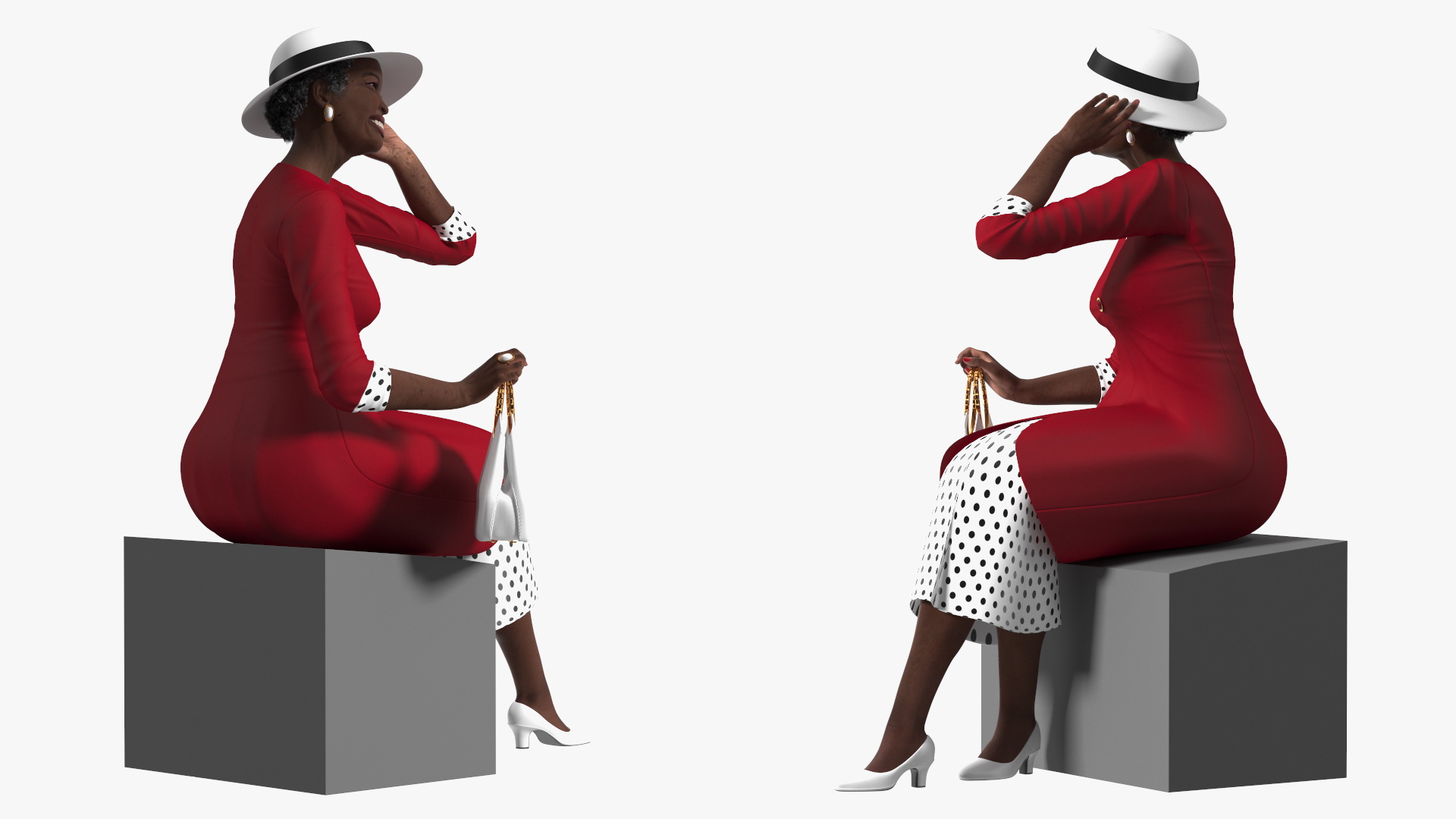 3D model Old Afro American Woman Evening Dress Sitting