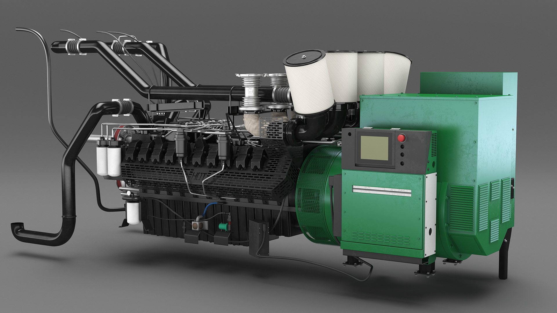 Control Panel with Diesel Generator Engine 3D