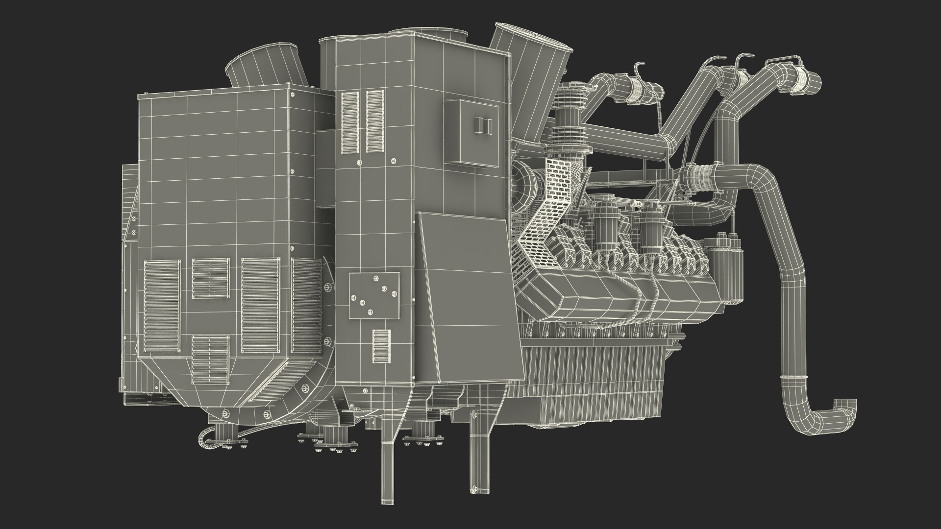 Control Panel with Diesel Generator Engine 3D