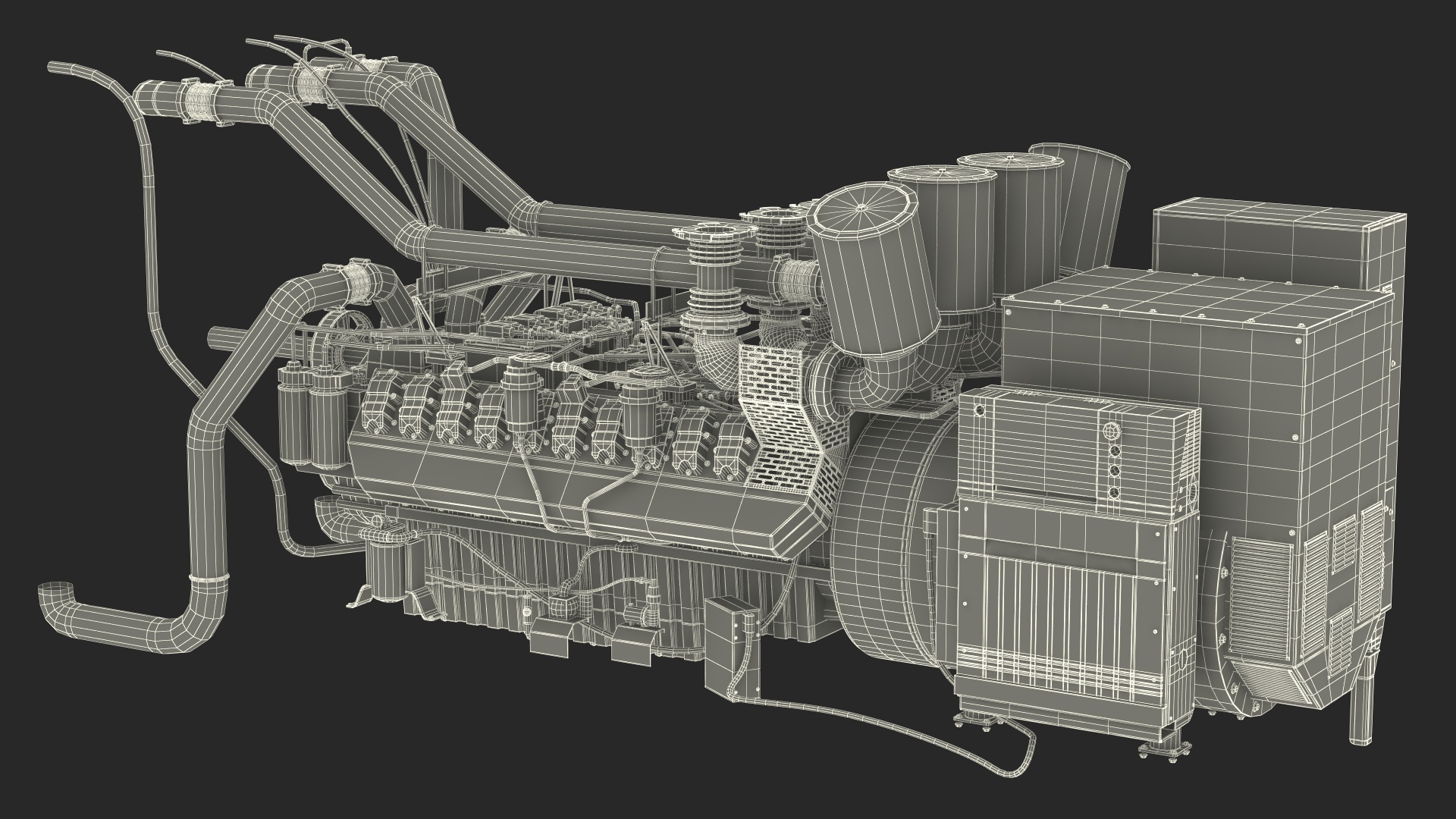 Control Panel with Diesel Generator Engine 3D