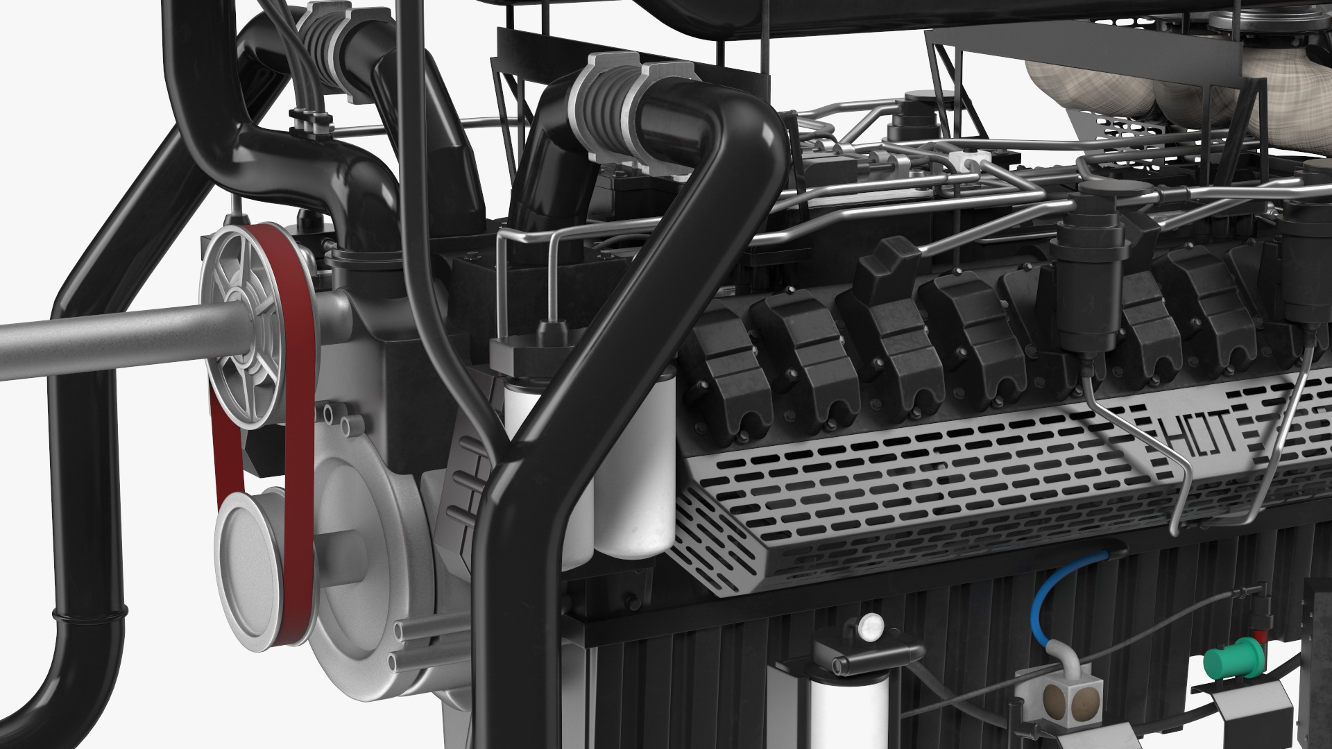Control Panel with Diesel Generator Engine 3D