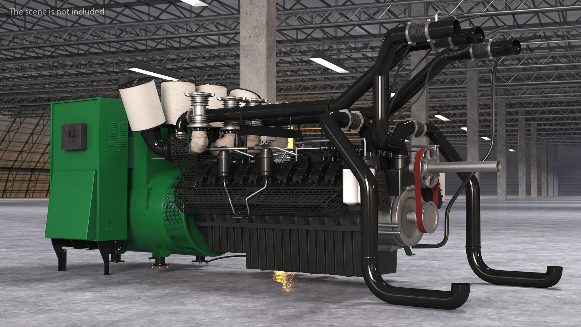 Control Panel with Diesel Generator Engine 3D