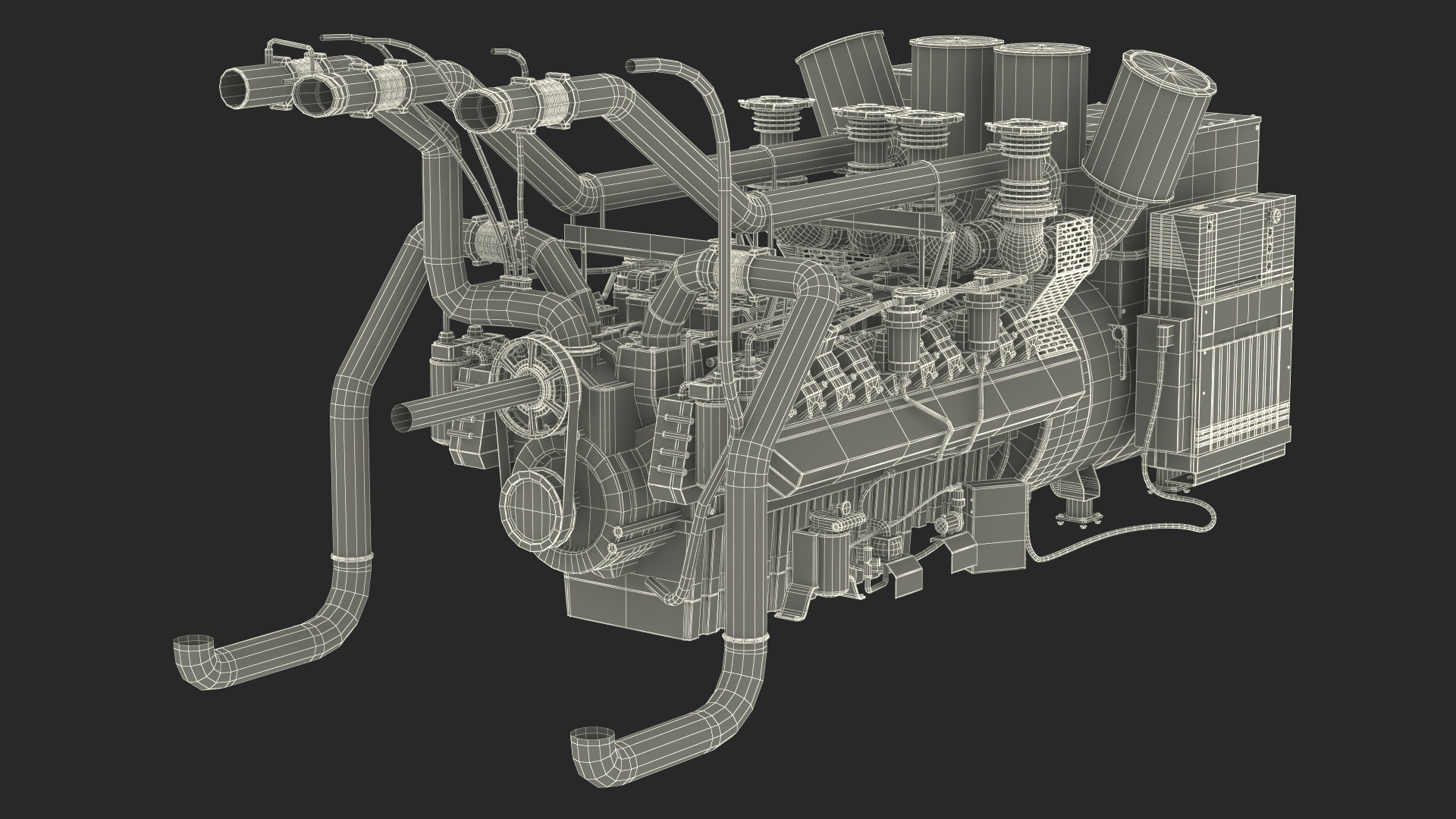Control Panel with Diesel Generator Engine 3D