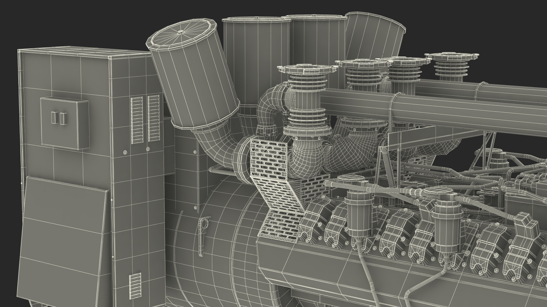 Control Panel with Diesel Generator Engine 3D