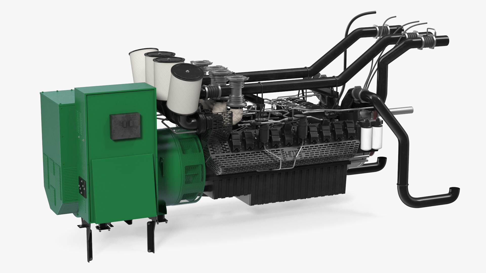 Control Panel with Diesel Generator Engine 3D