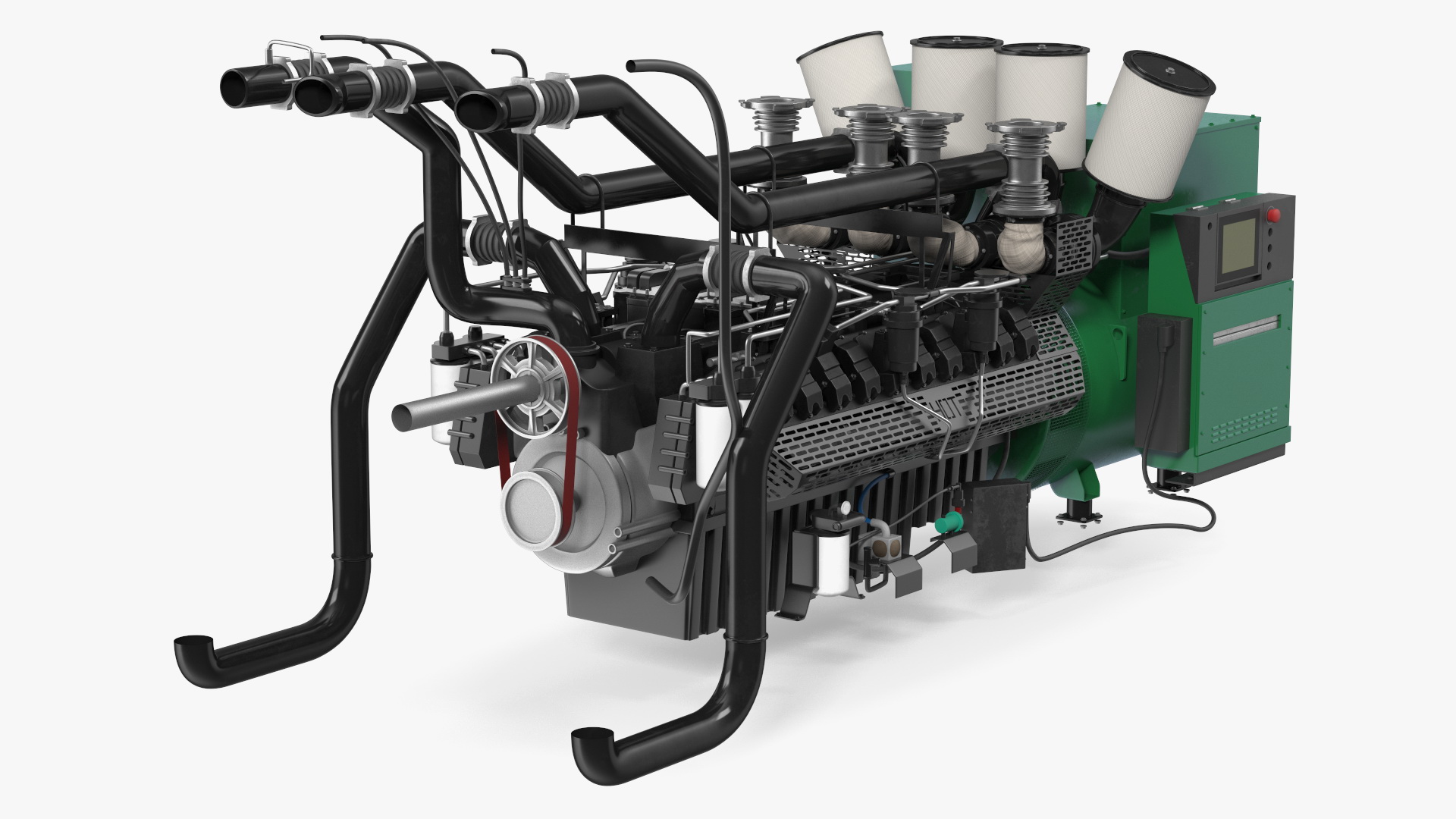 Control Panel with Diesel Generator Engine 3D