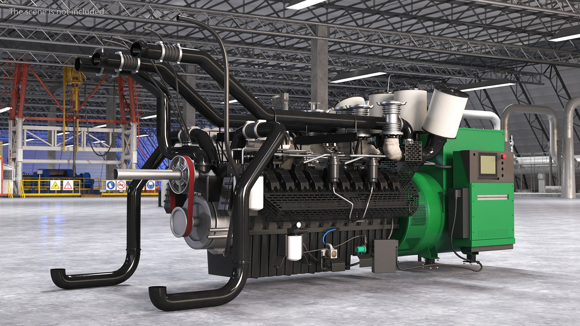 Control Panel with Diesel Generator Engine 3D
