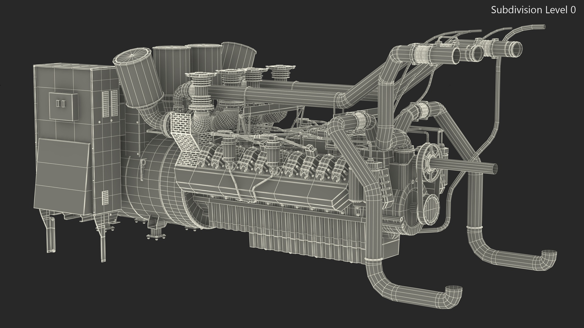 Control Panel with Diesel Generator Engine 3D