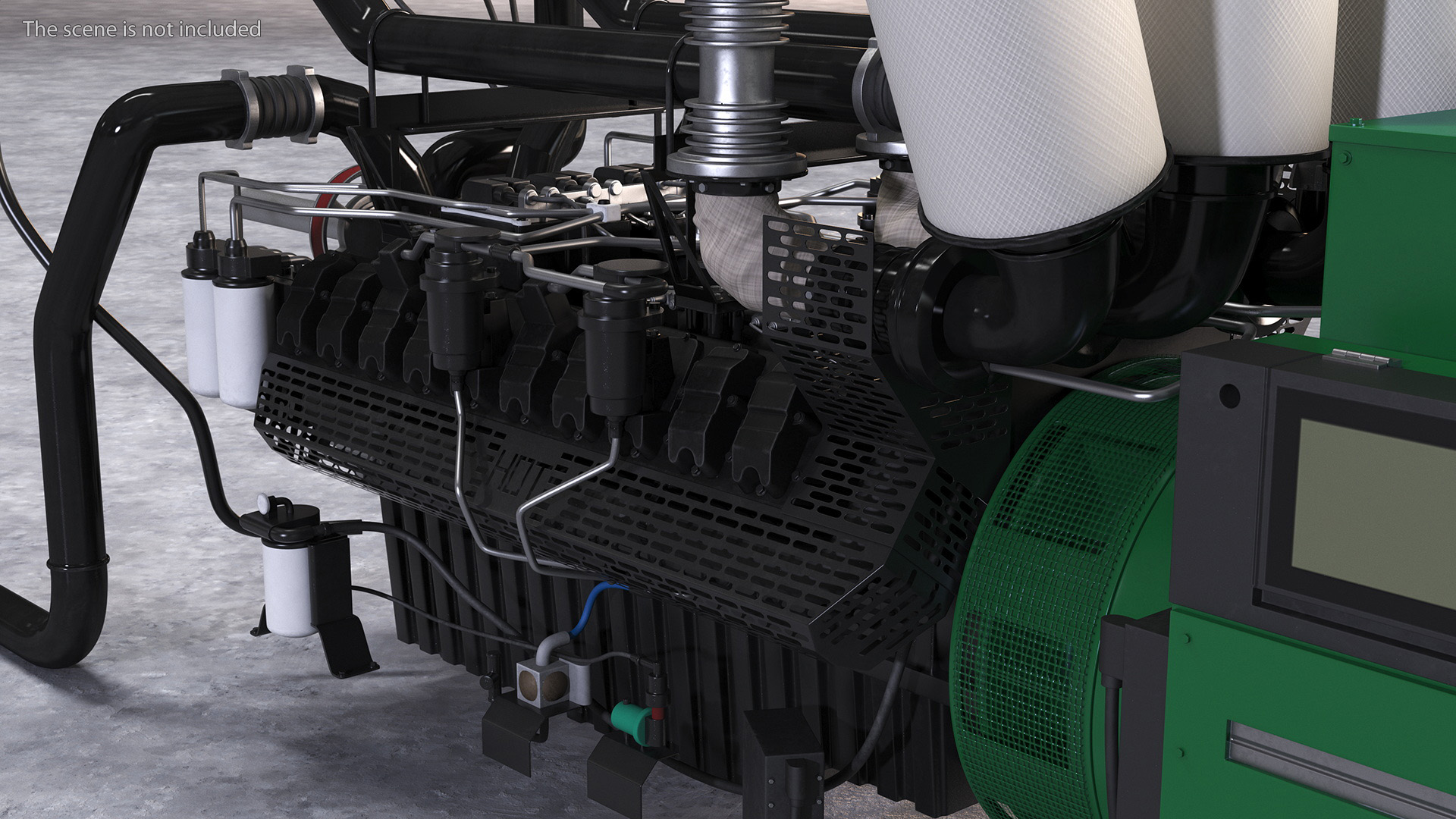 Control Panel with Diesel Generator Engine 3D