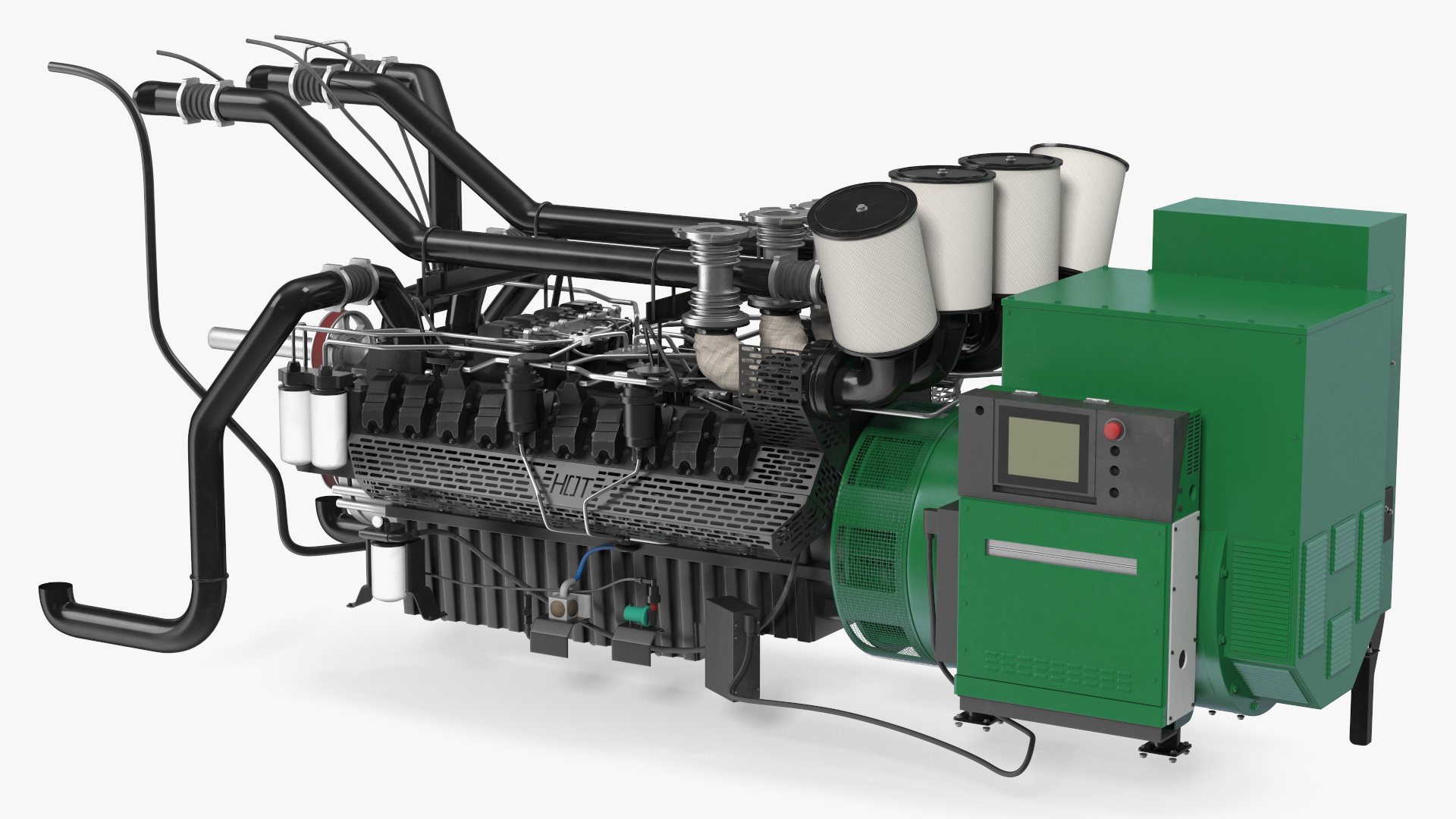 Control Panel with Diesel Generator Engine 3D