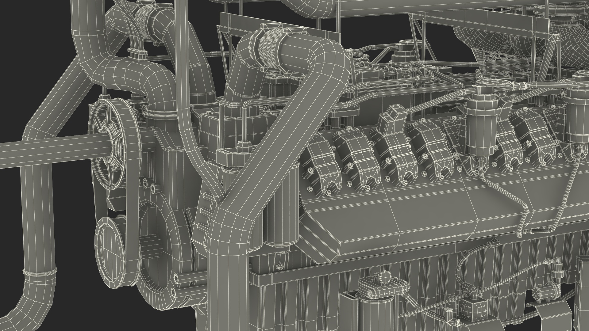 Control Panel with Diesel Generator Engine 3D