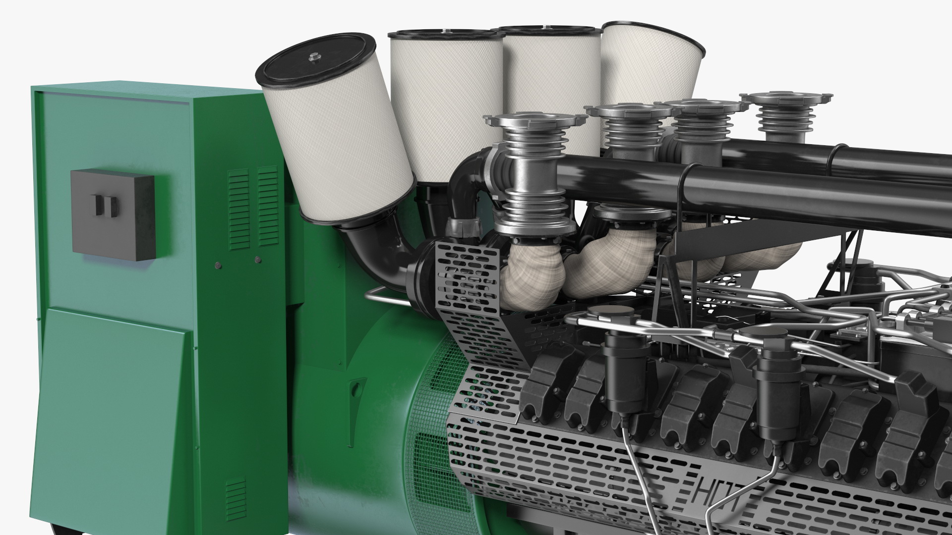Control Panel with Diesel Generator Engine 3D