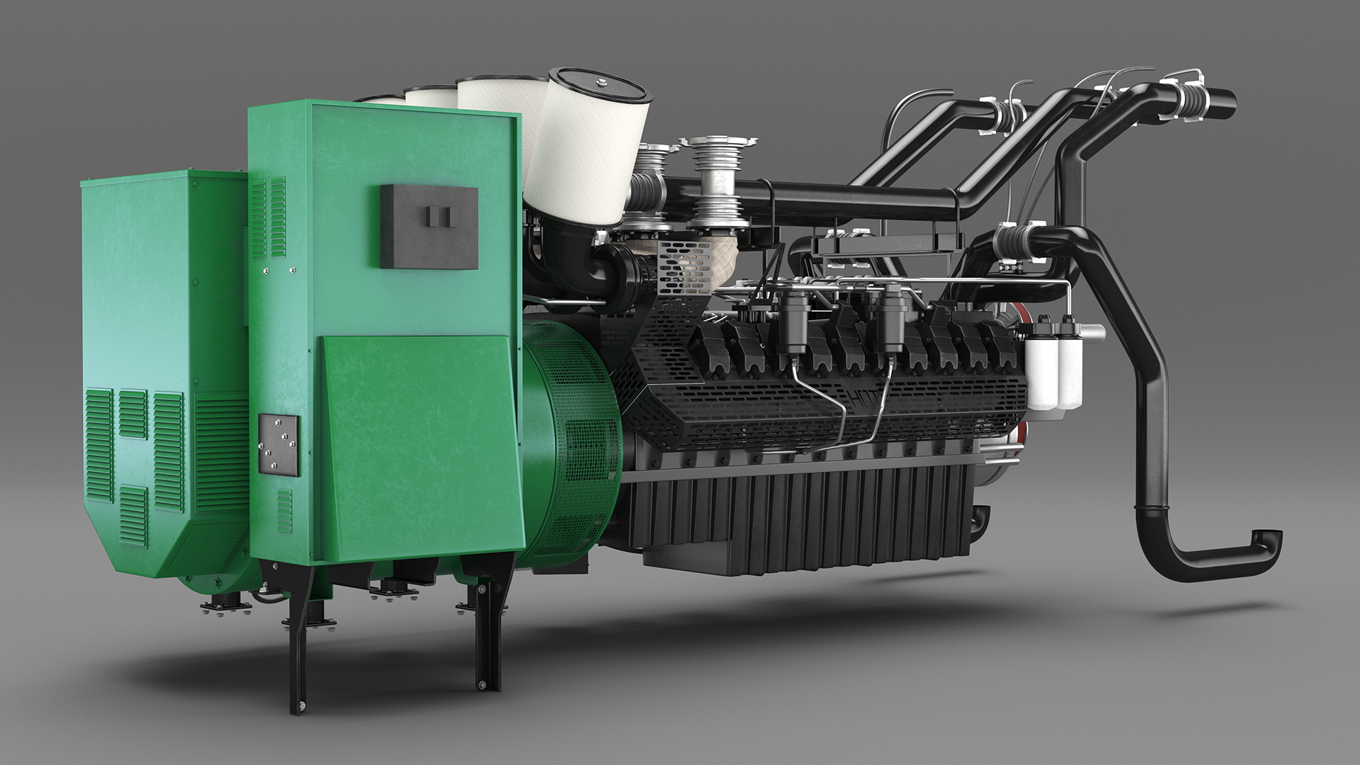 Control Panel with Diesel Generator Engine 3D