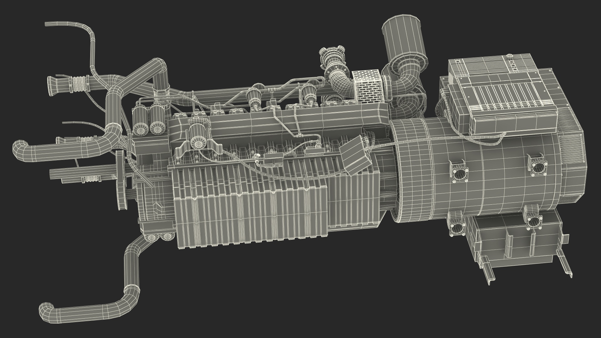 Control Panel with Diesel Generator Engine 3D