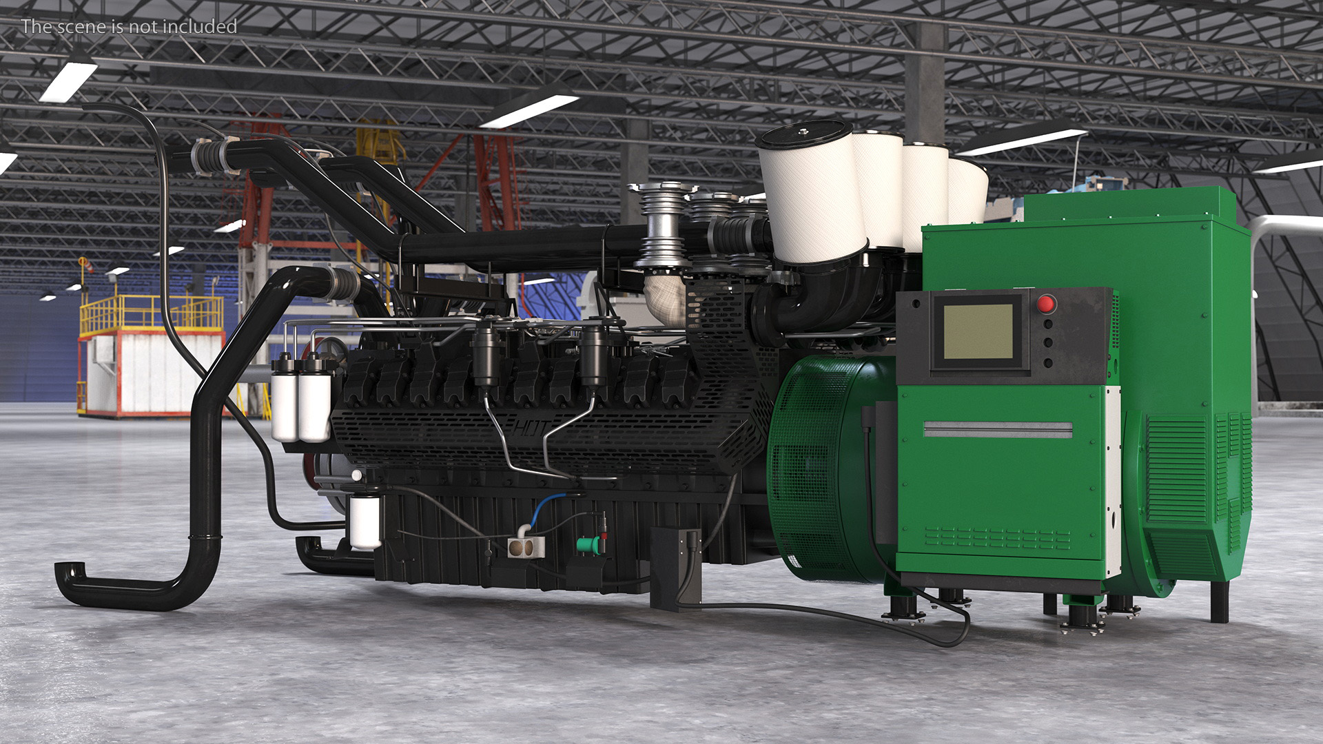 Control Panel with Diesel Generator Engine 3D