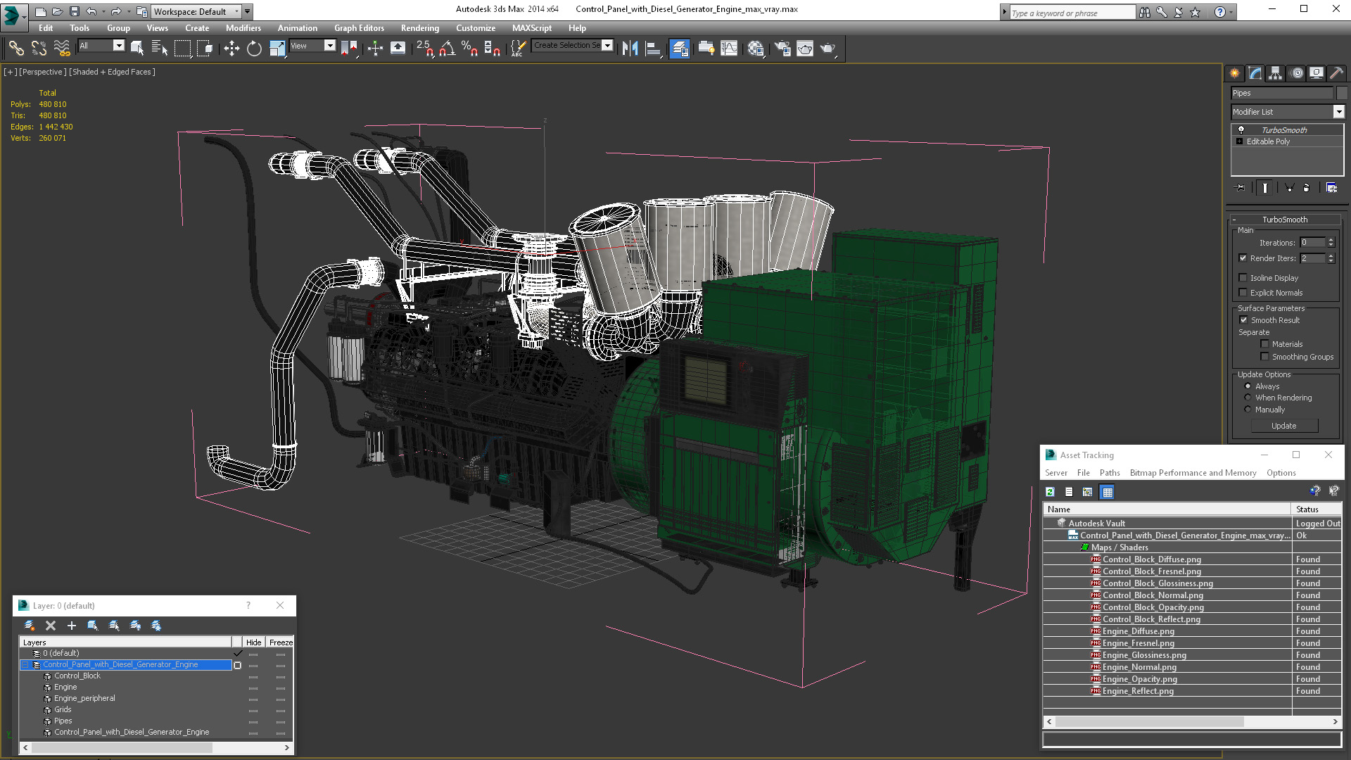 Control Panel with Diesel Generator Engine 3D