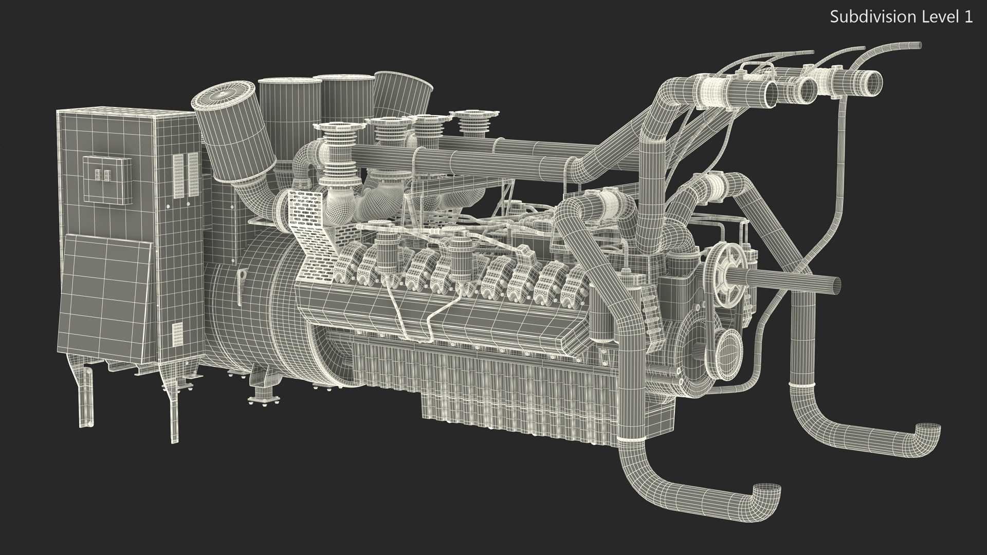 Control Panel with Diesel Generator Engine 3D