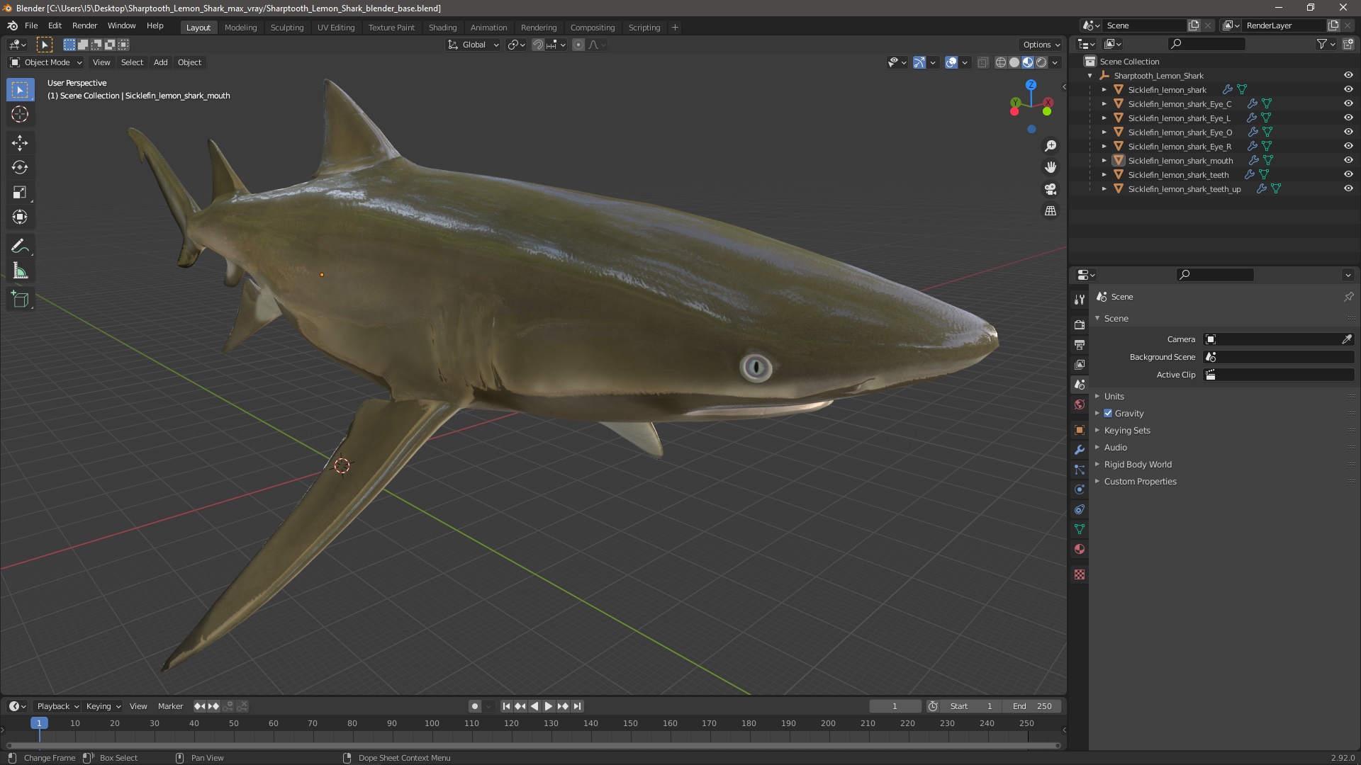 Sharptooth Lemon Shark 3D