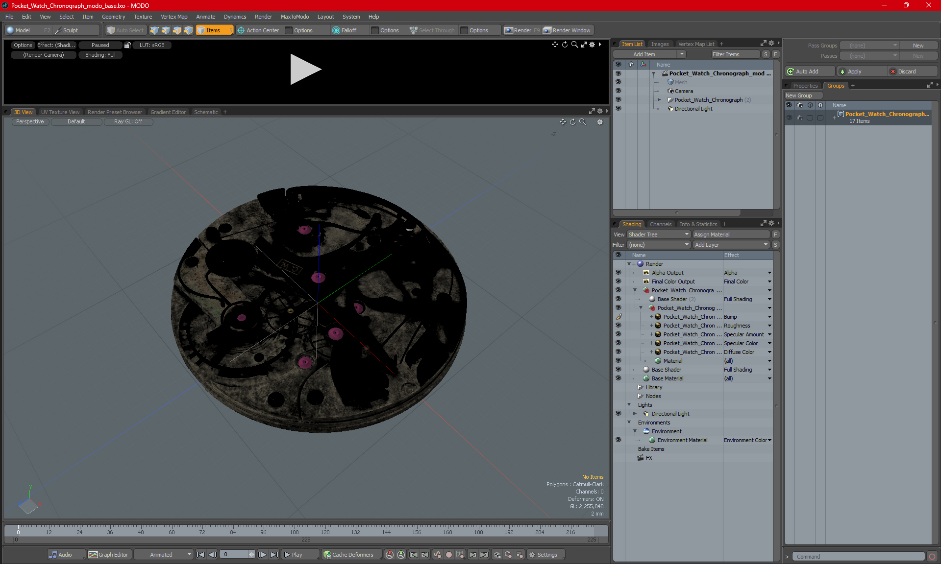 Pocket Watch Chronograph 3D model