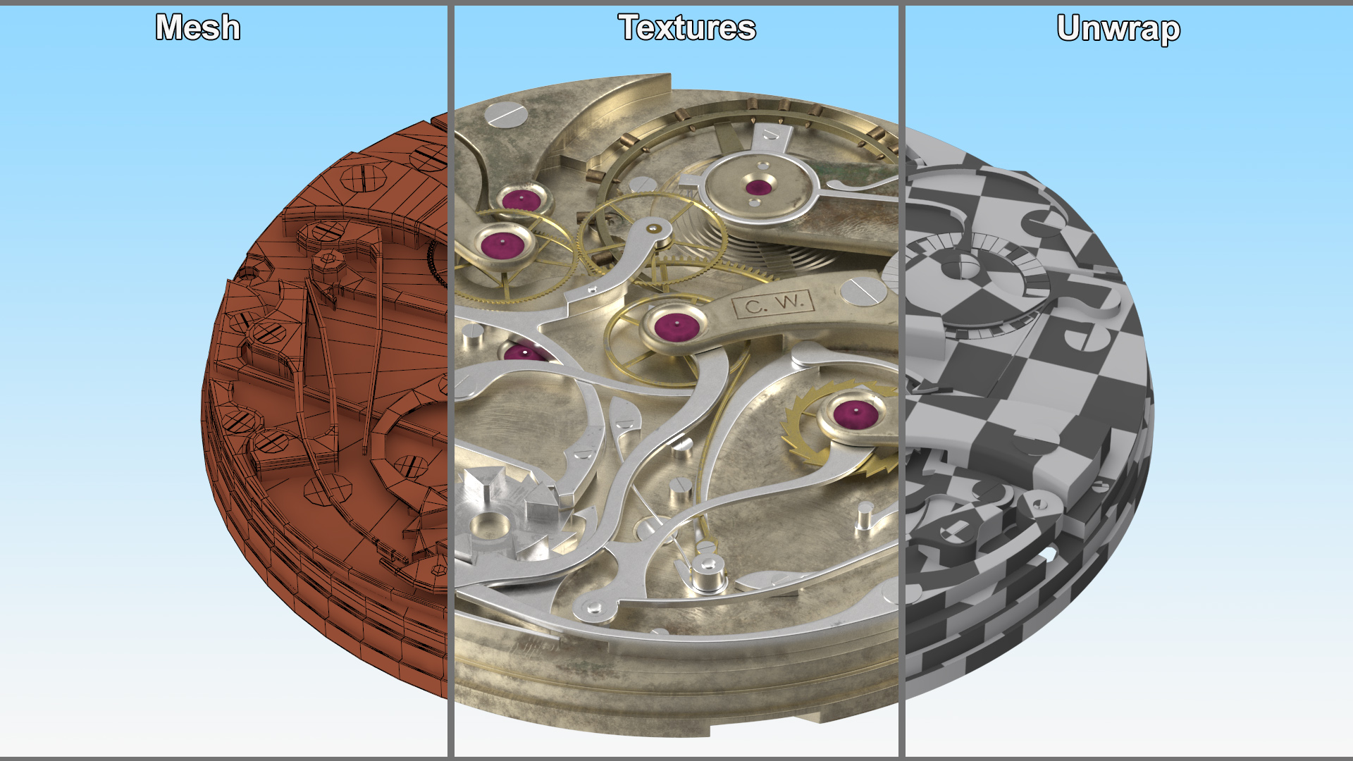 Pocket Watch Chronograph 3D model