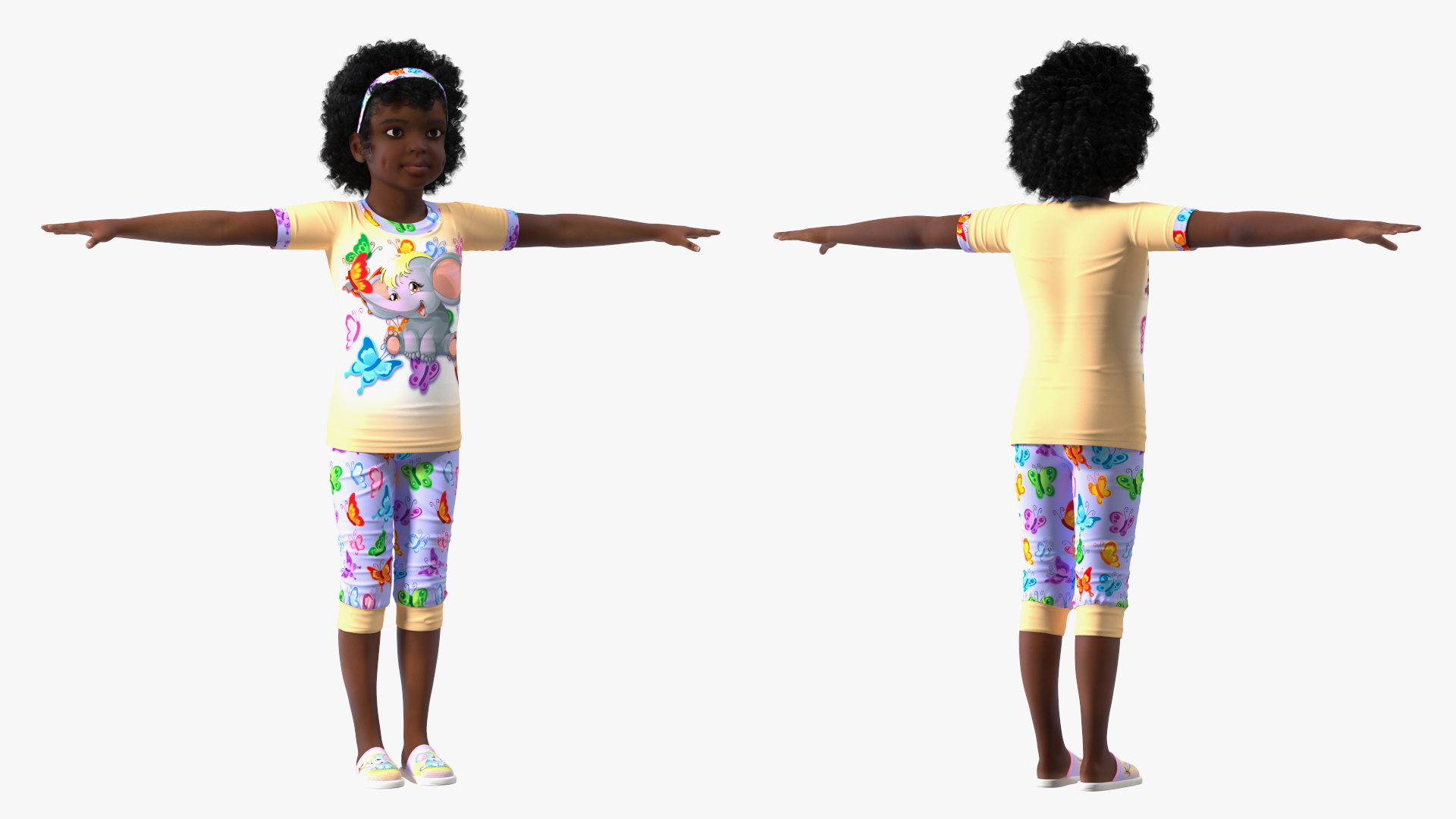 3D Girl Child Black Home Style Rigged for Cinema 4D model