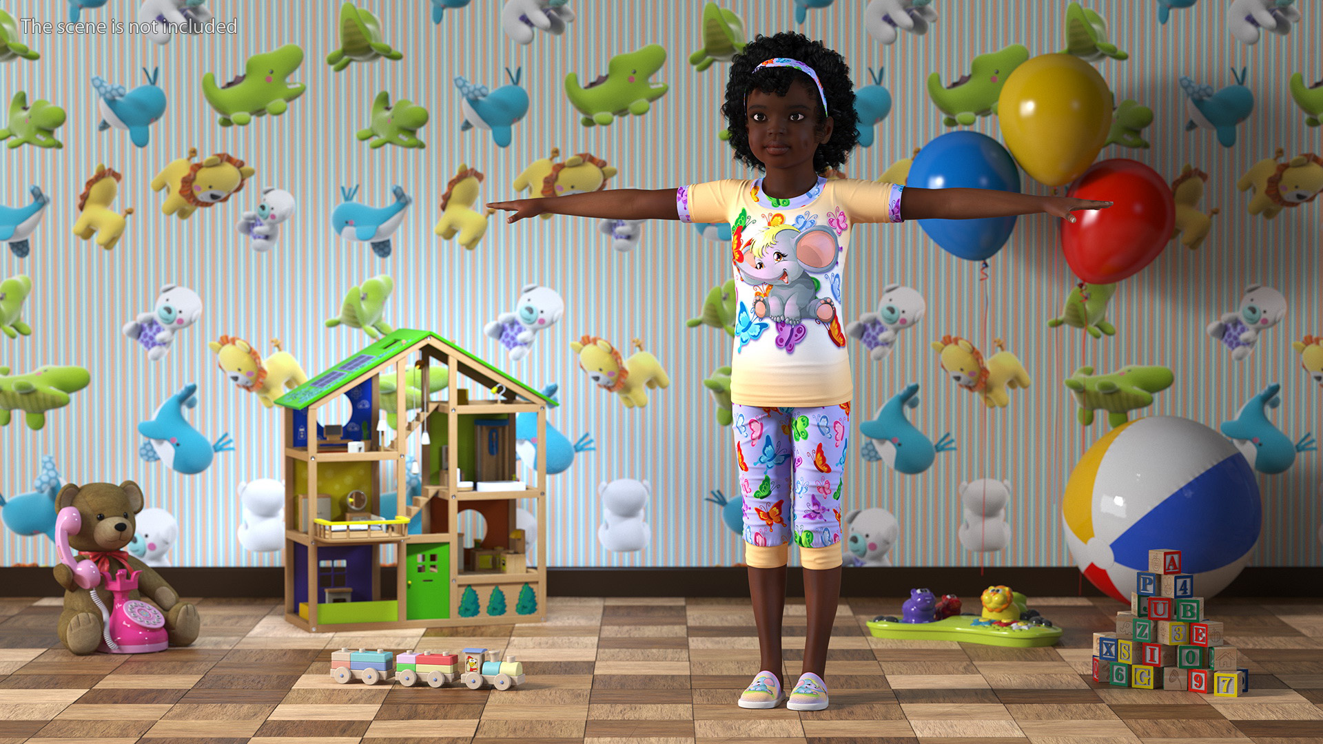 3D Girl Child Black Home Style Rigged for Cinema 4D model