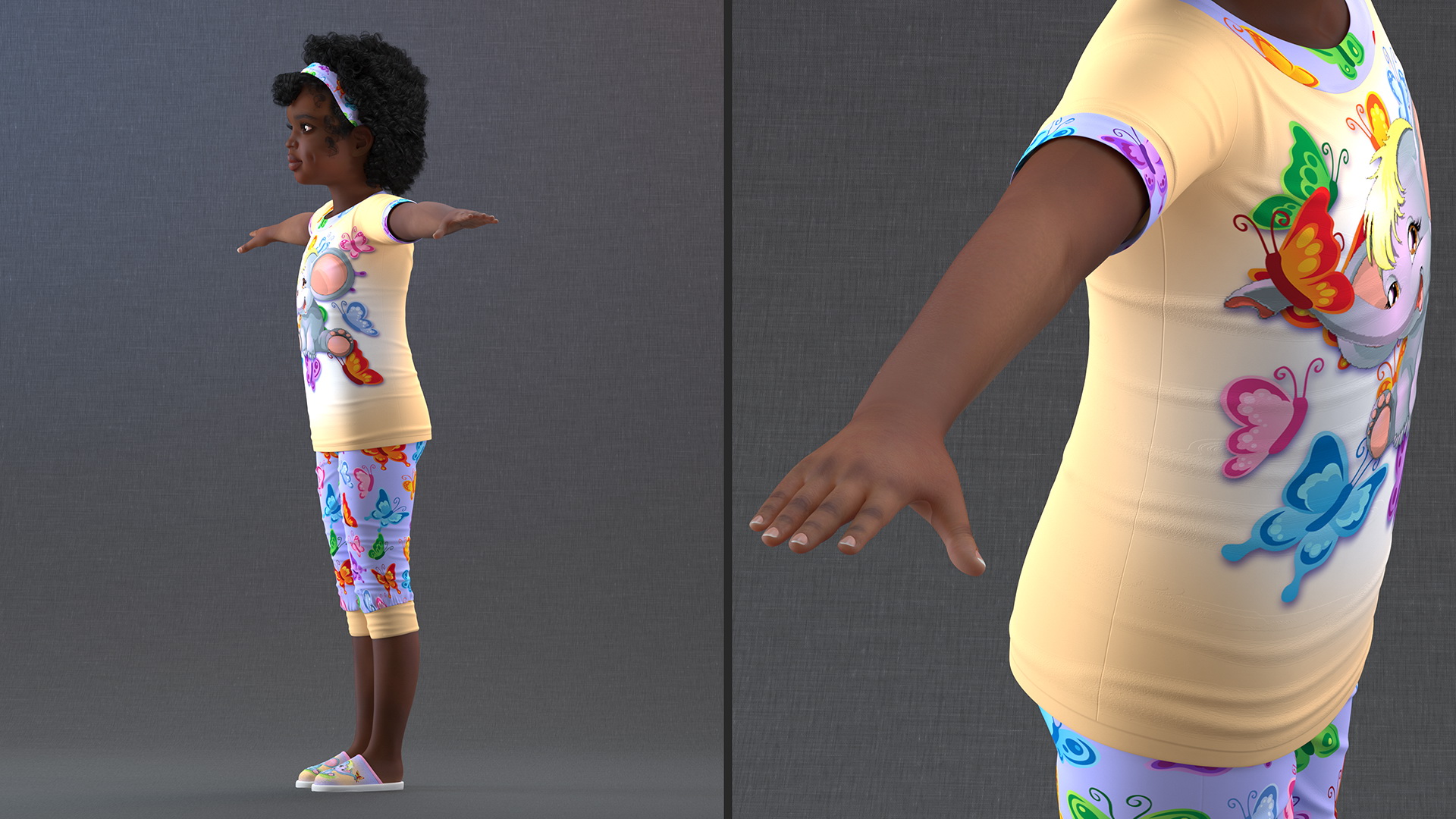 3D Girl Child Black Home Style Rigged for Cinema 4D model