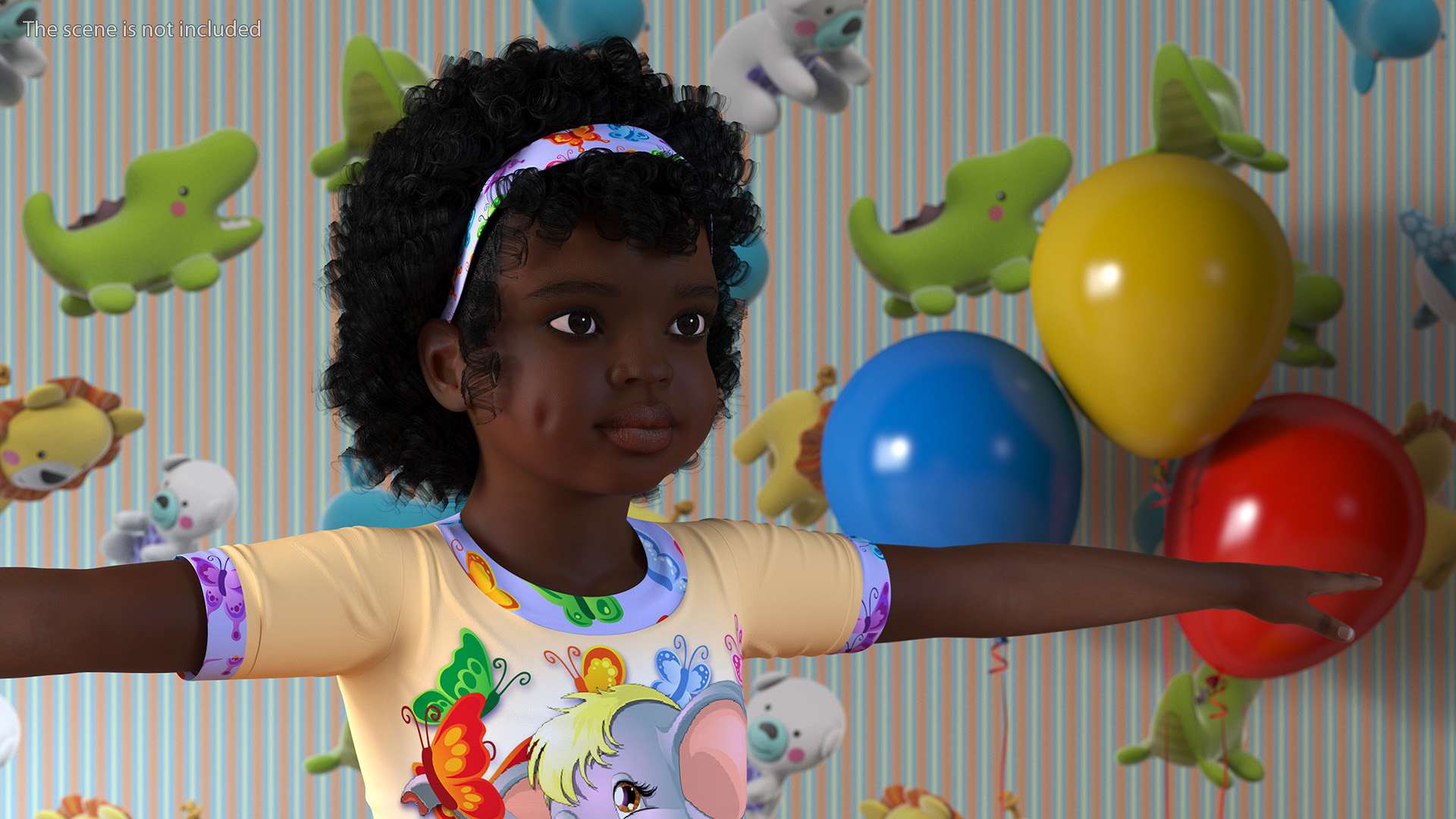 3D Girl Child Black Home Style Rigged for Cinema 4D model