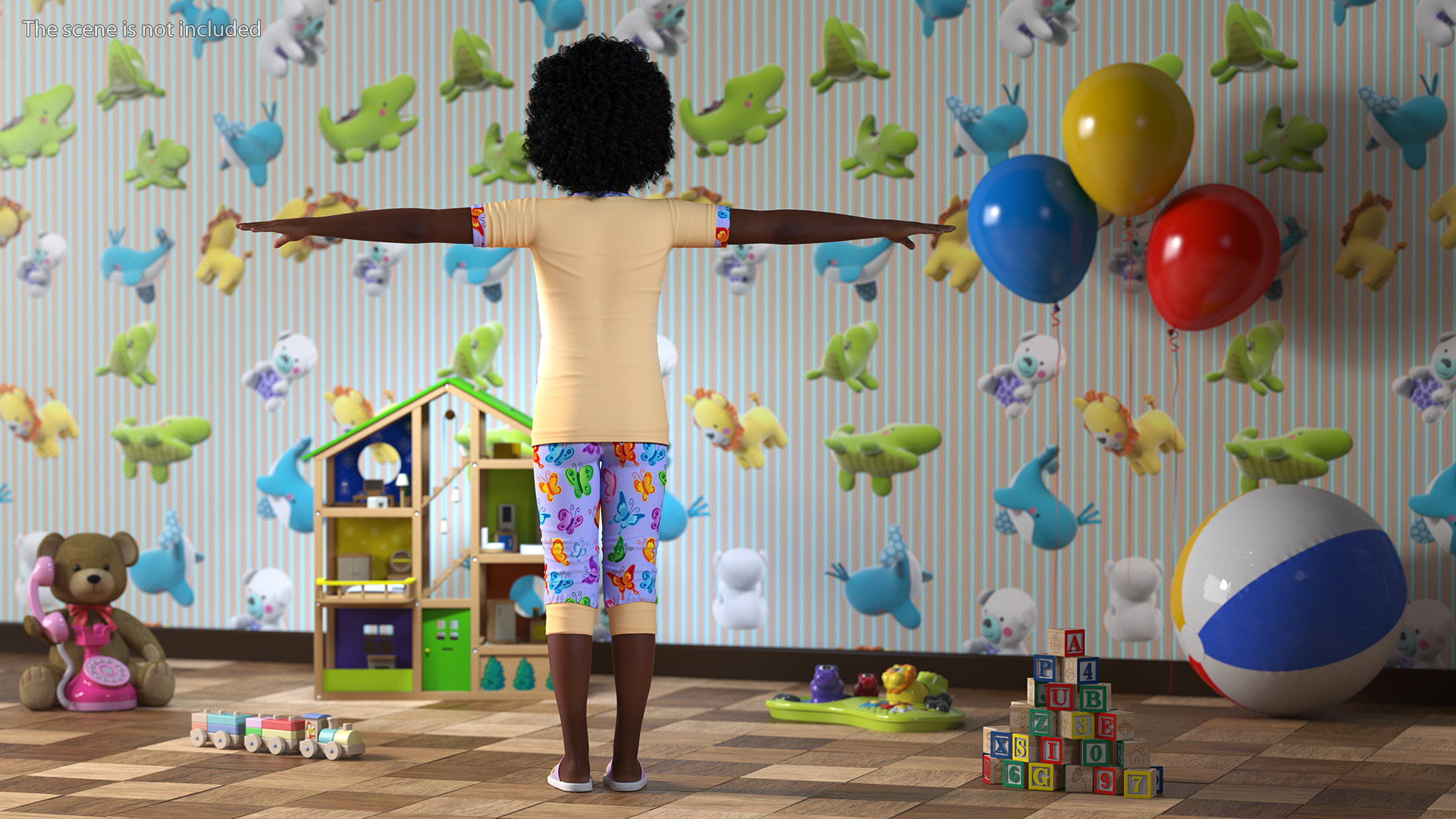 3D Girl Child Black Home Style Rigged for Cinema 4D model