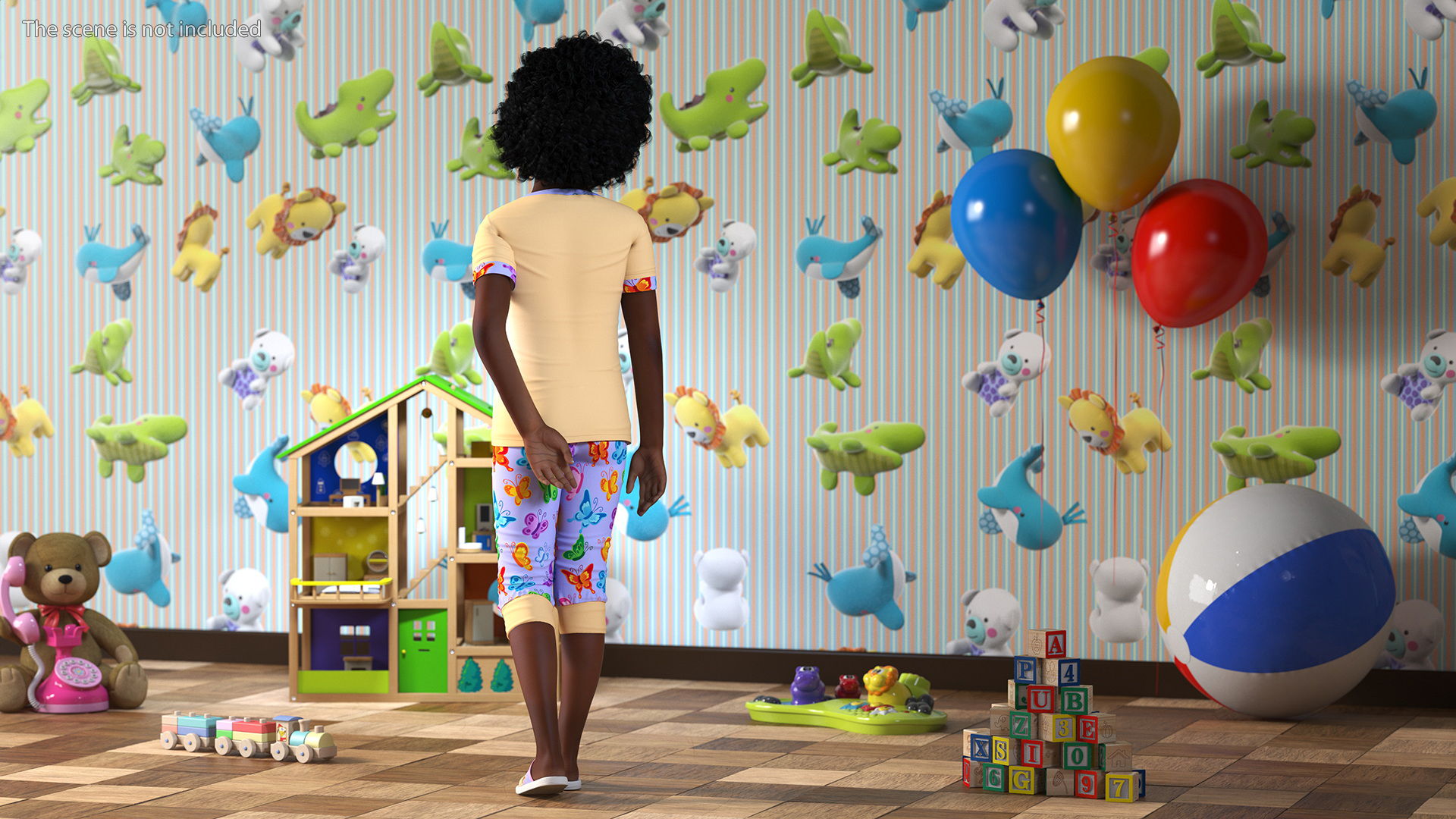 3D Girl Child Black Home Style Rigged for Cinema 4D model