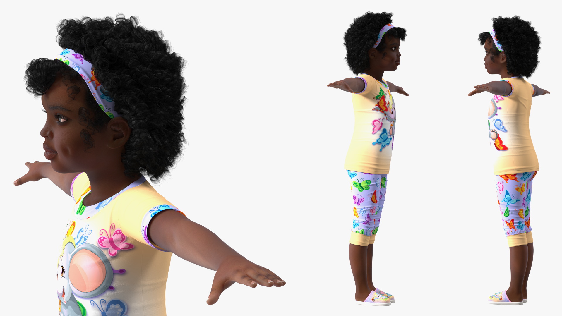 3D Girl Child Black Home Style Rigged for Cinema 4D model