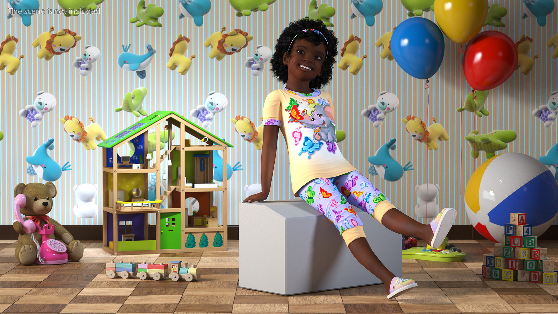 3D Girl Child Black Home Style Rigged for Cinema 4D model