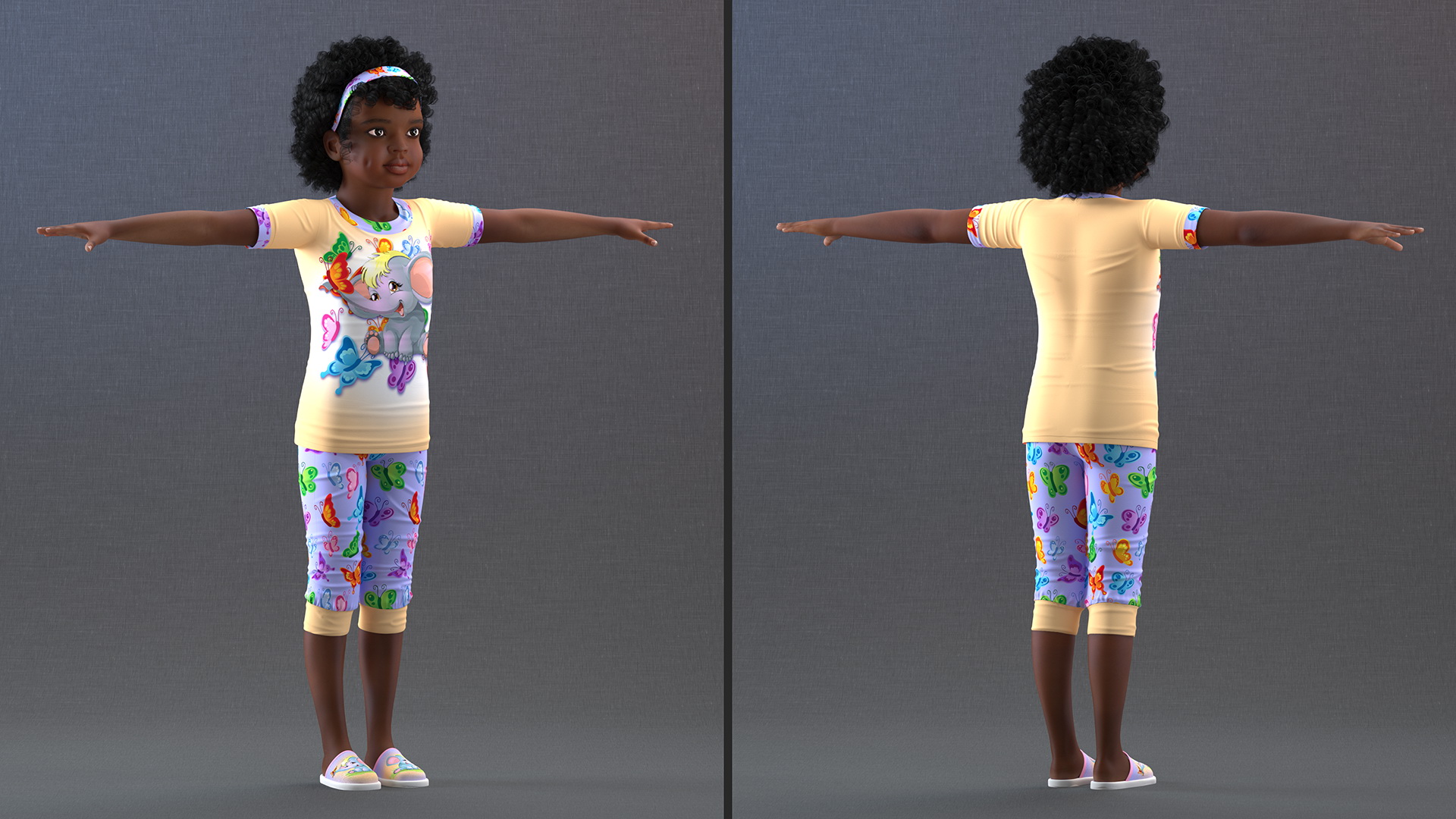 3D Girl Child Black Home Style Rigged for Cinema 4D model
