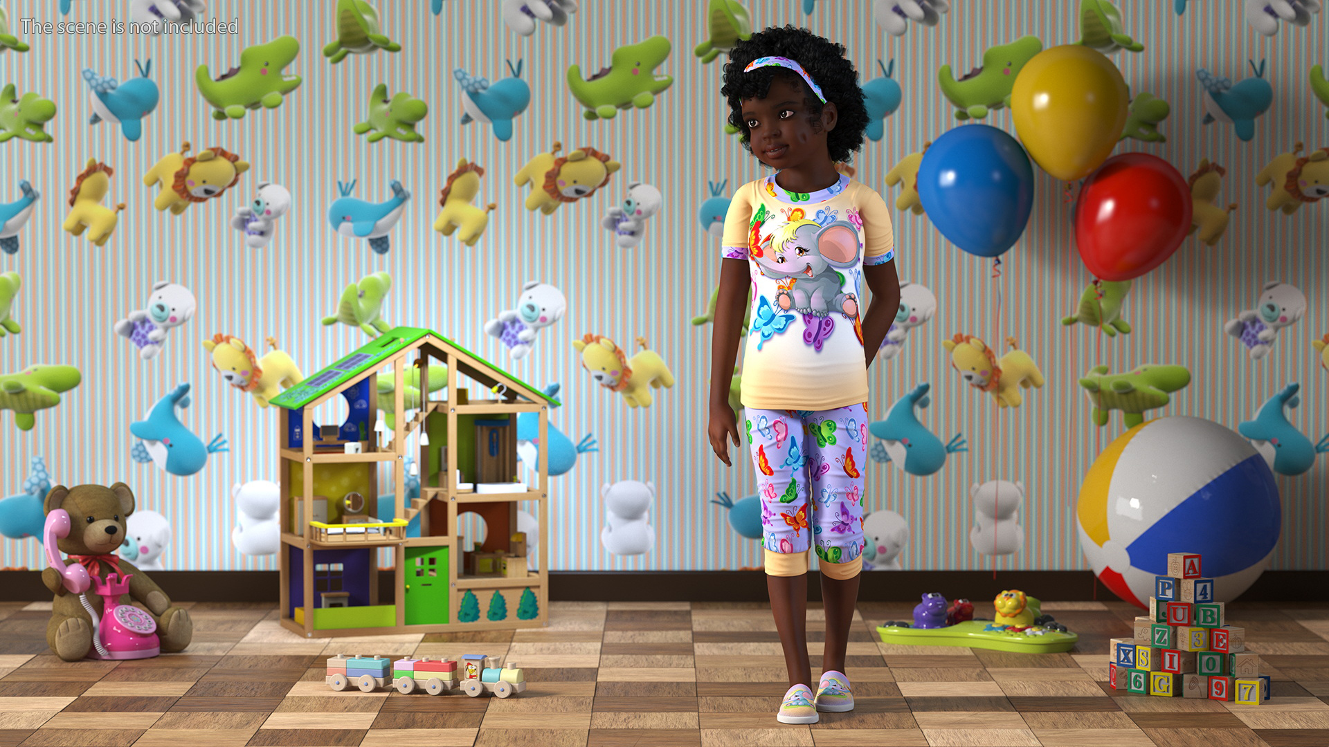 3D Girl Child Black Home Style Rigged for Cinema 4D model