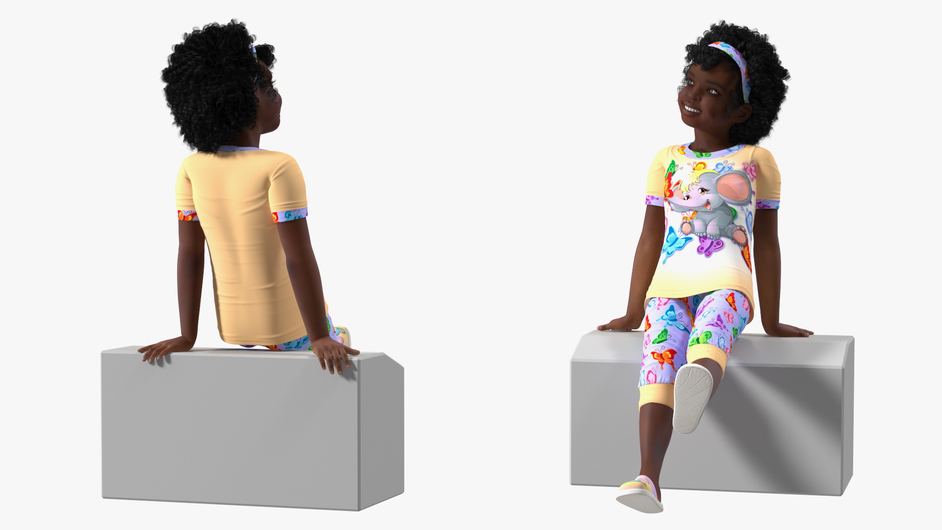 3D Girl Child Black Home Style Rigged for Cinema 4D model