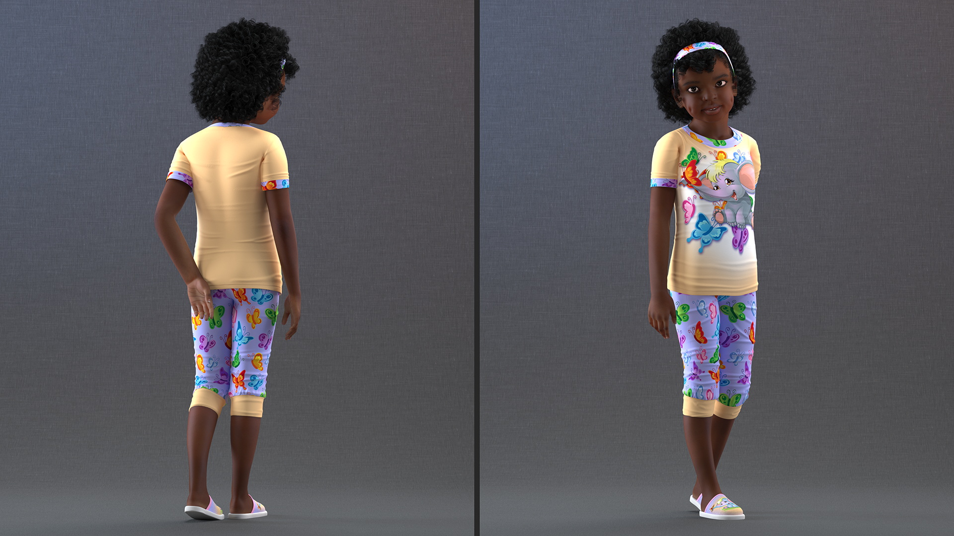3D Girl Child Black Home Style Rigged for Cinema 4D model
