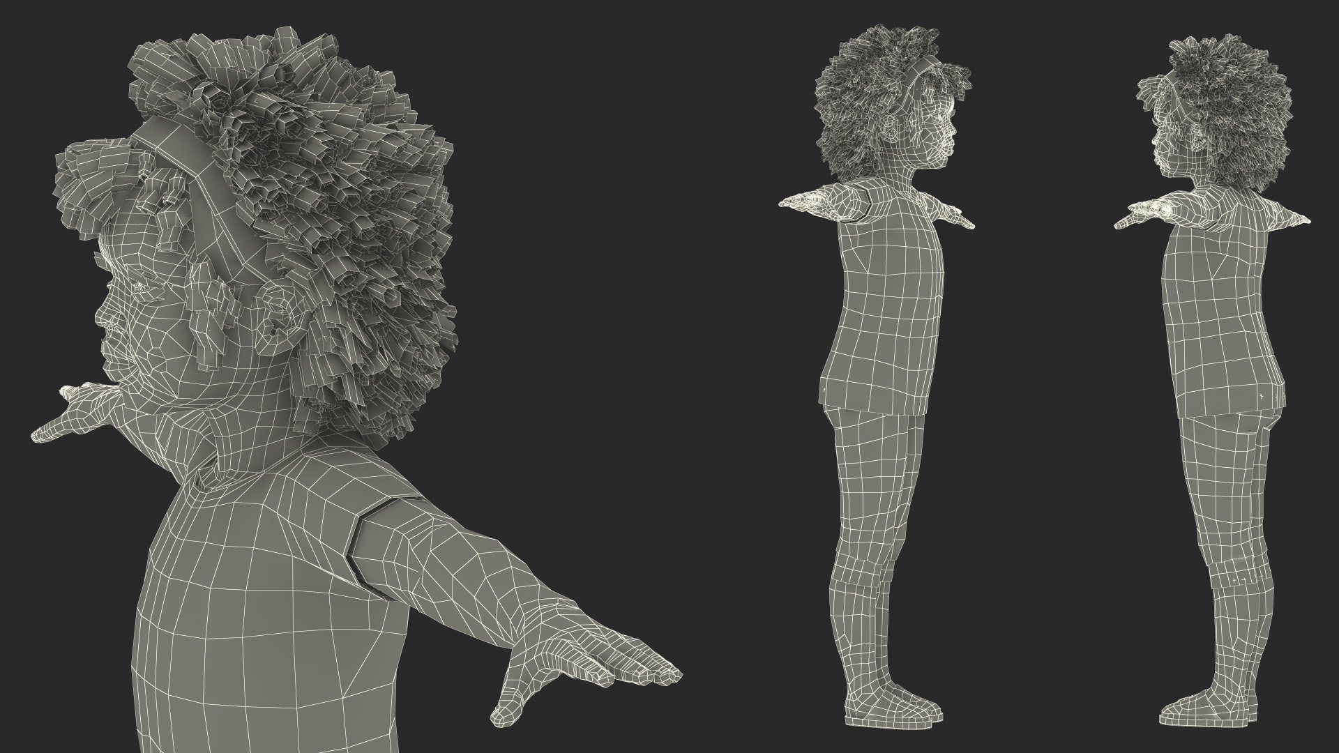 3D Girl Child Black Home Style Rigged for Cinema 4D model