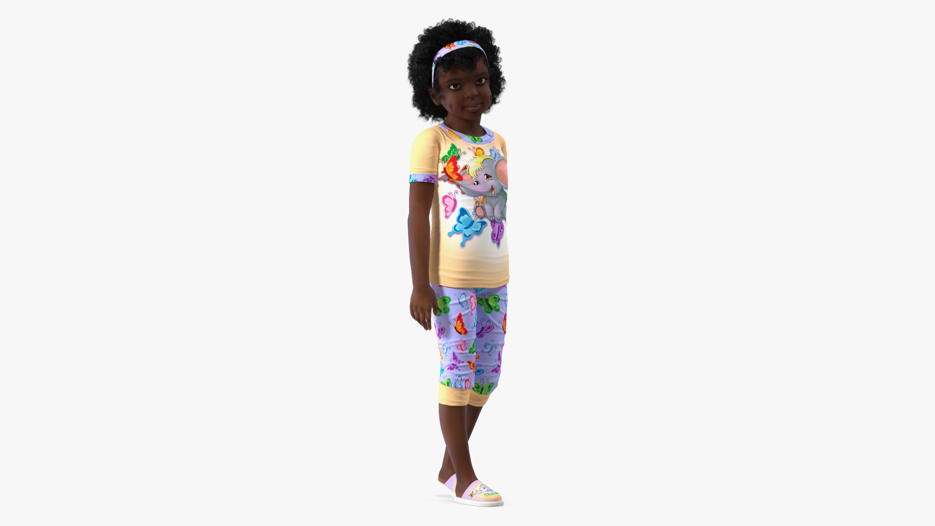 3D Girl Child Black Home Style Rigged for Cinema 4D model